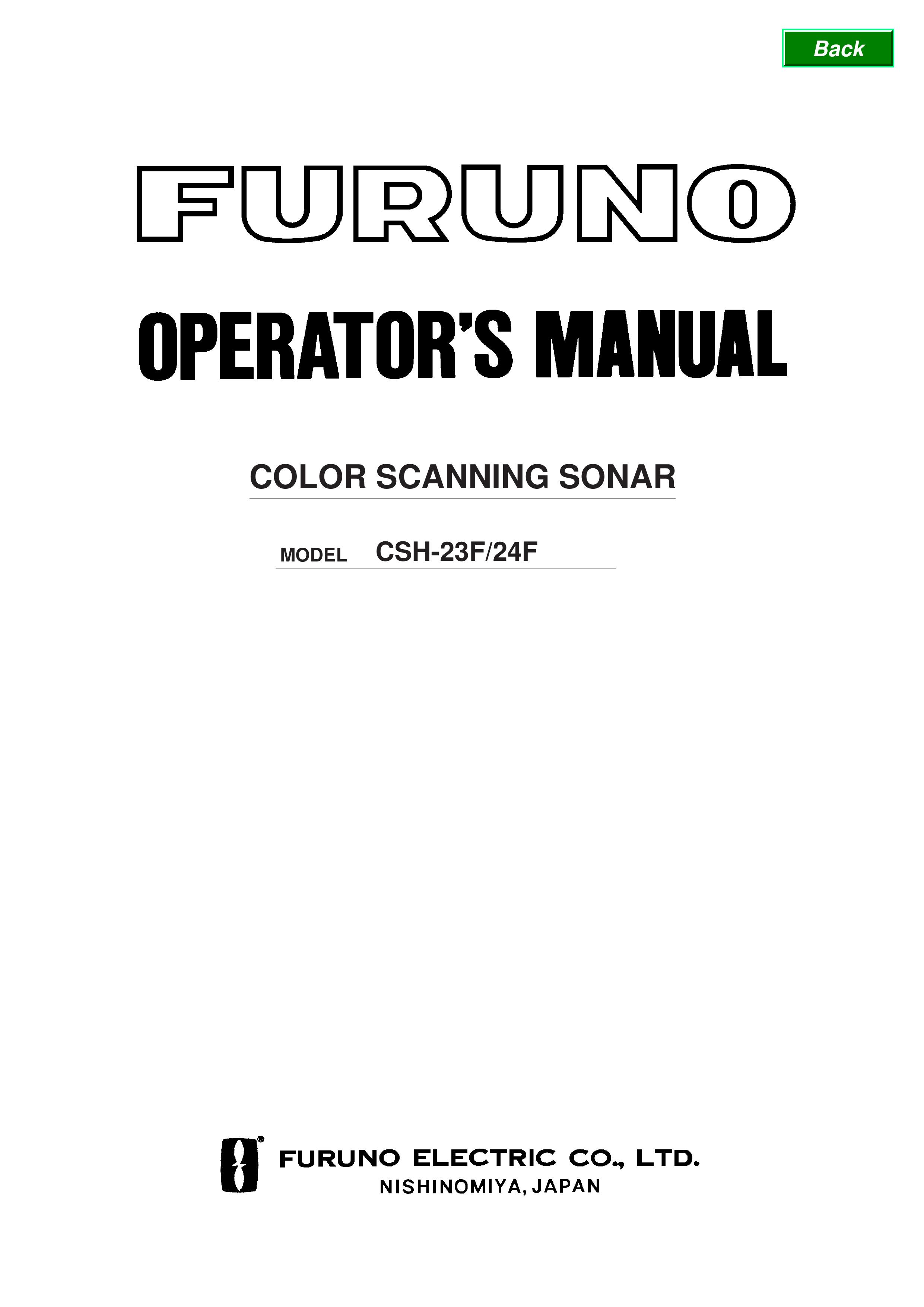 Furuno CSH-23F/24F SONAR User Manual
