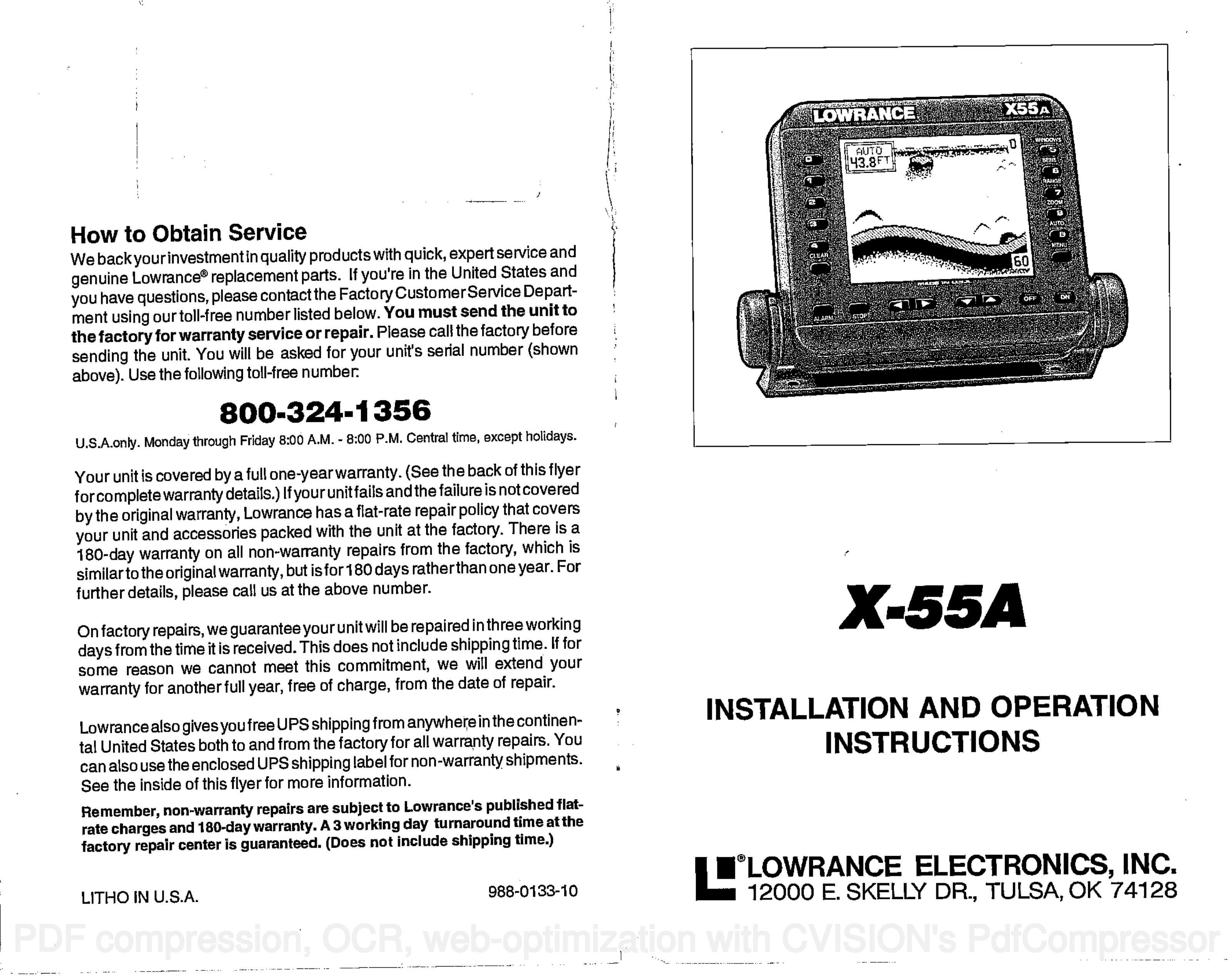 Lowrance electronic X-55A SONAR User Manual