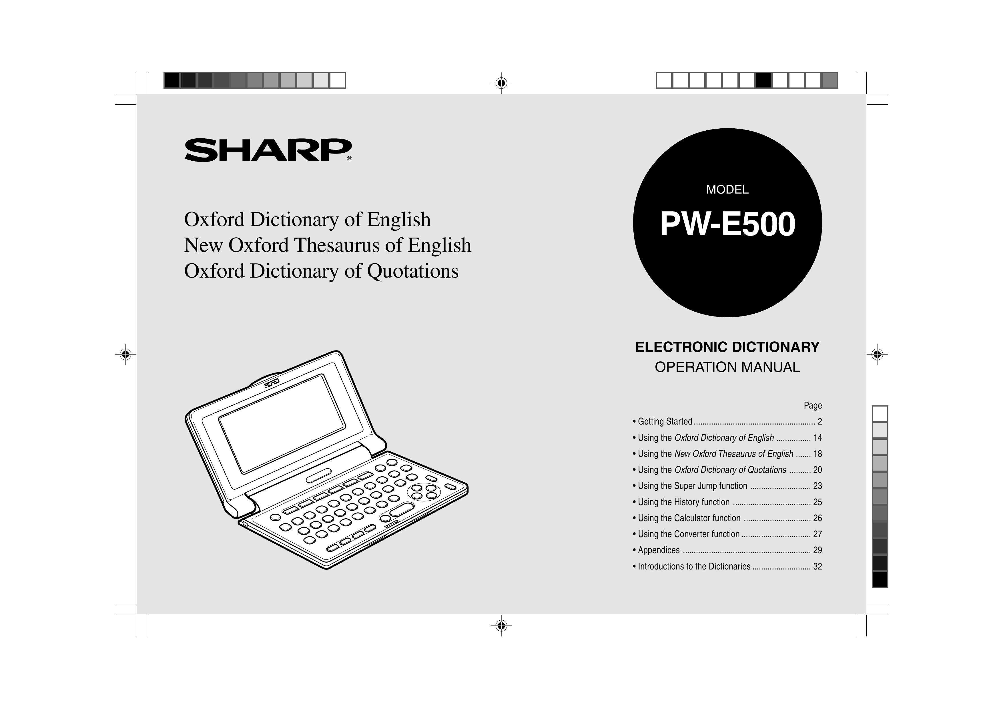 Sharp PW-E500 SONAR User Manual