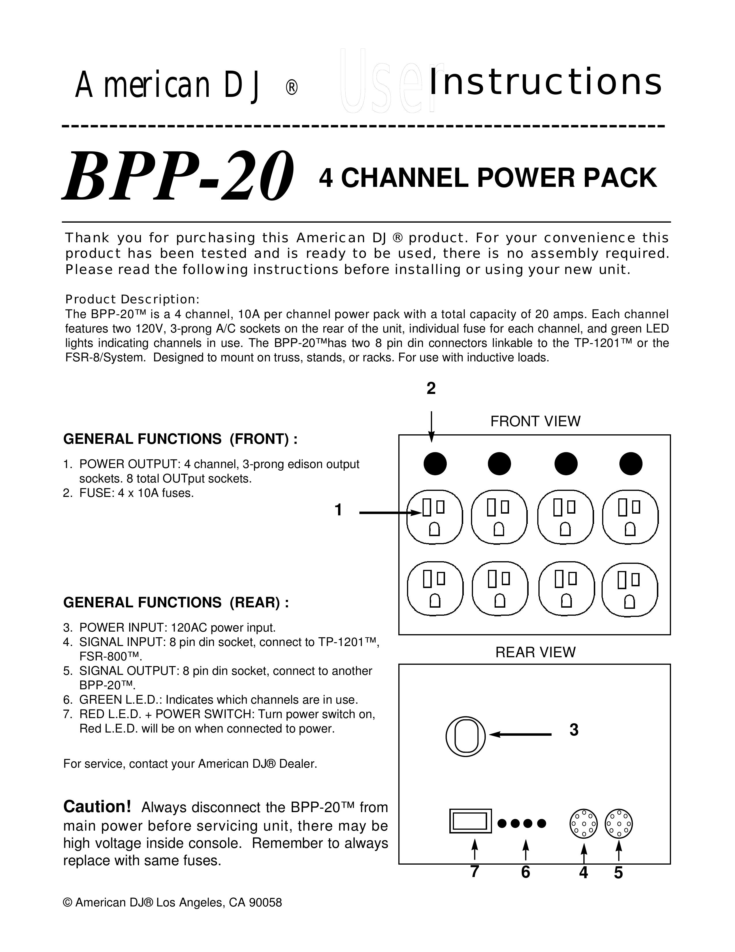 American DJ BPP-20 DJ Equipment User Manual