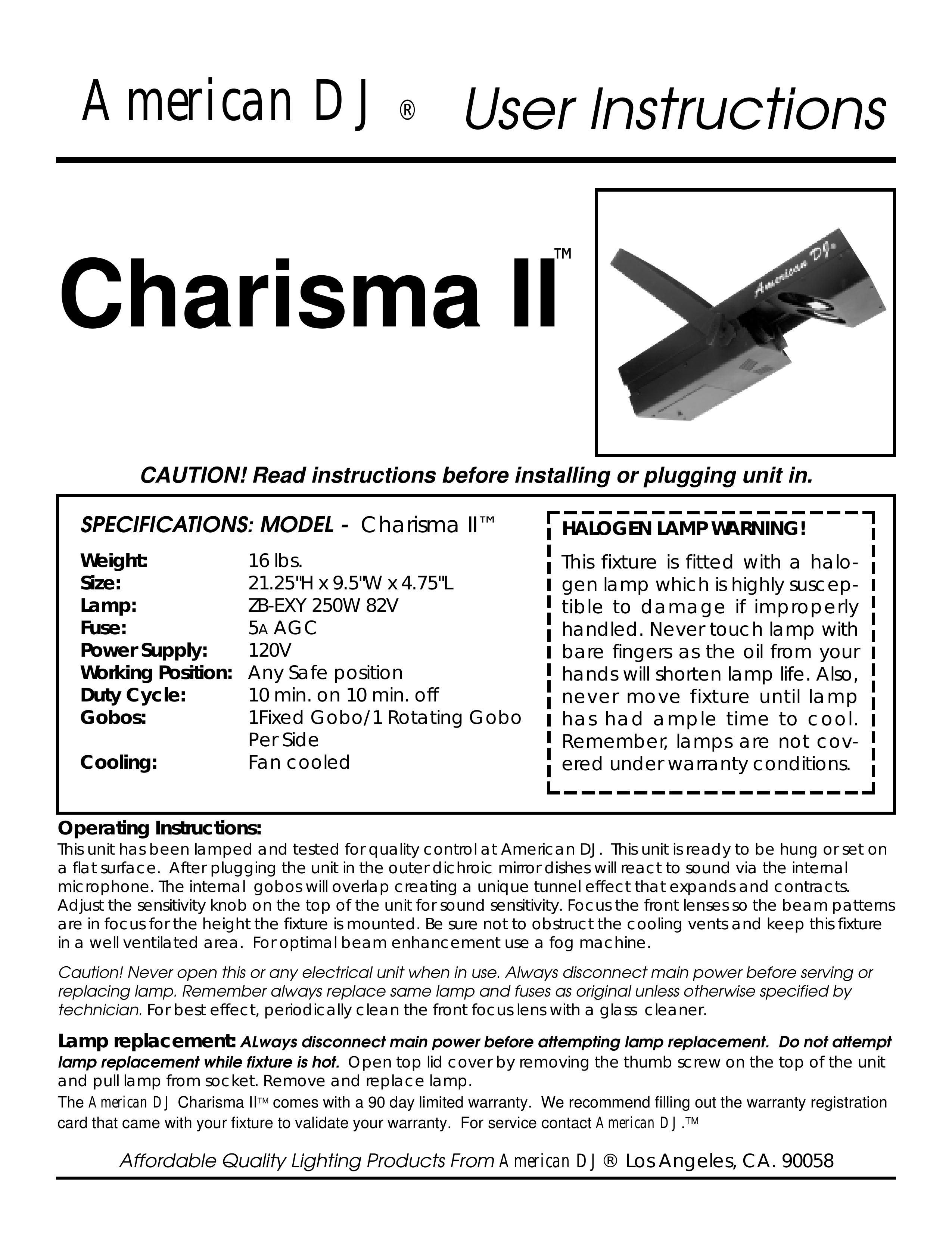 American DJ Charisma DJ Equipment User Manual