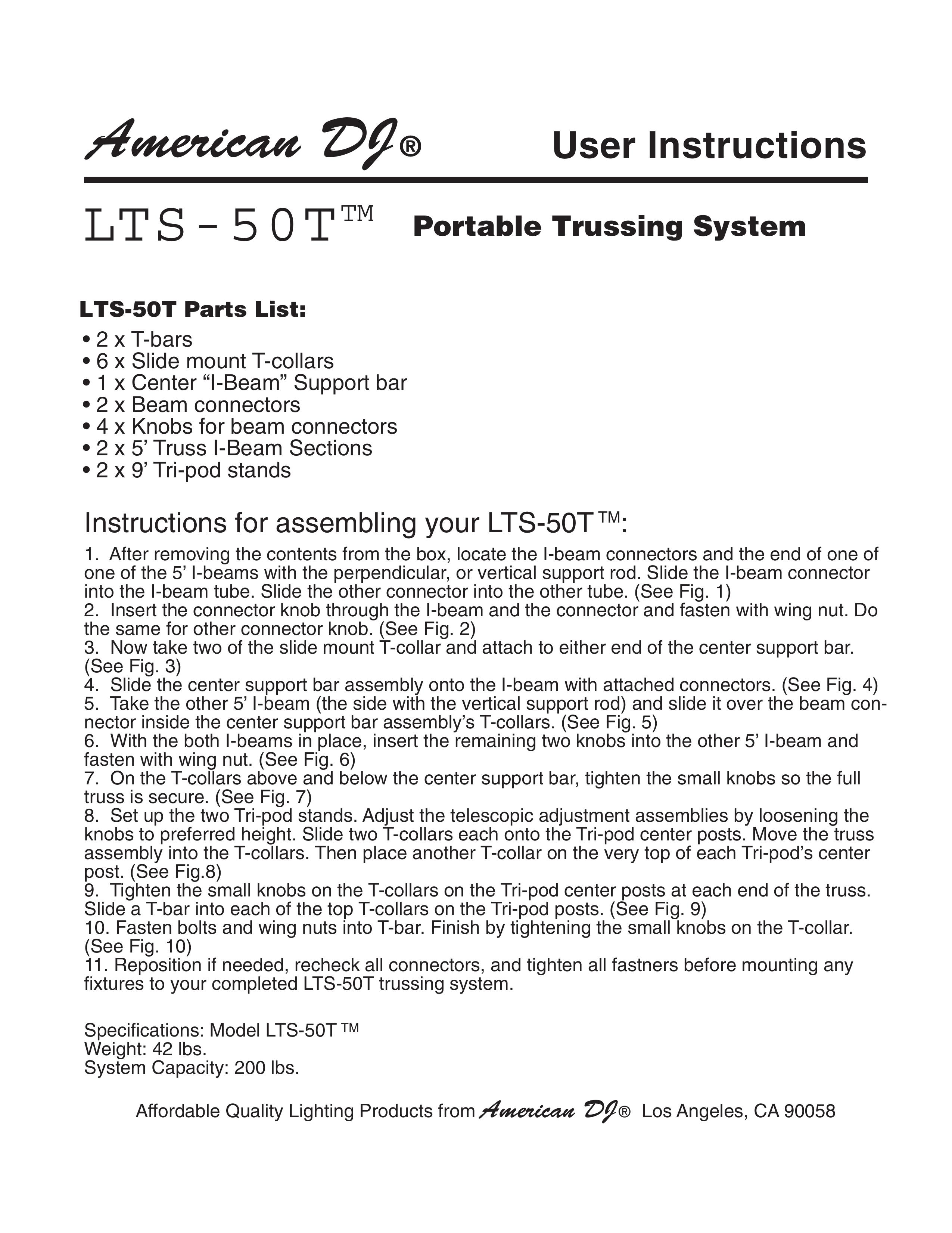 American DJ LTS-50T DJ Equipment User Manual