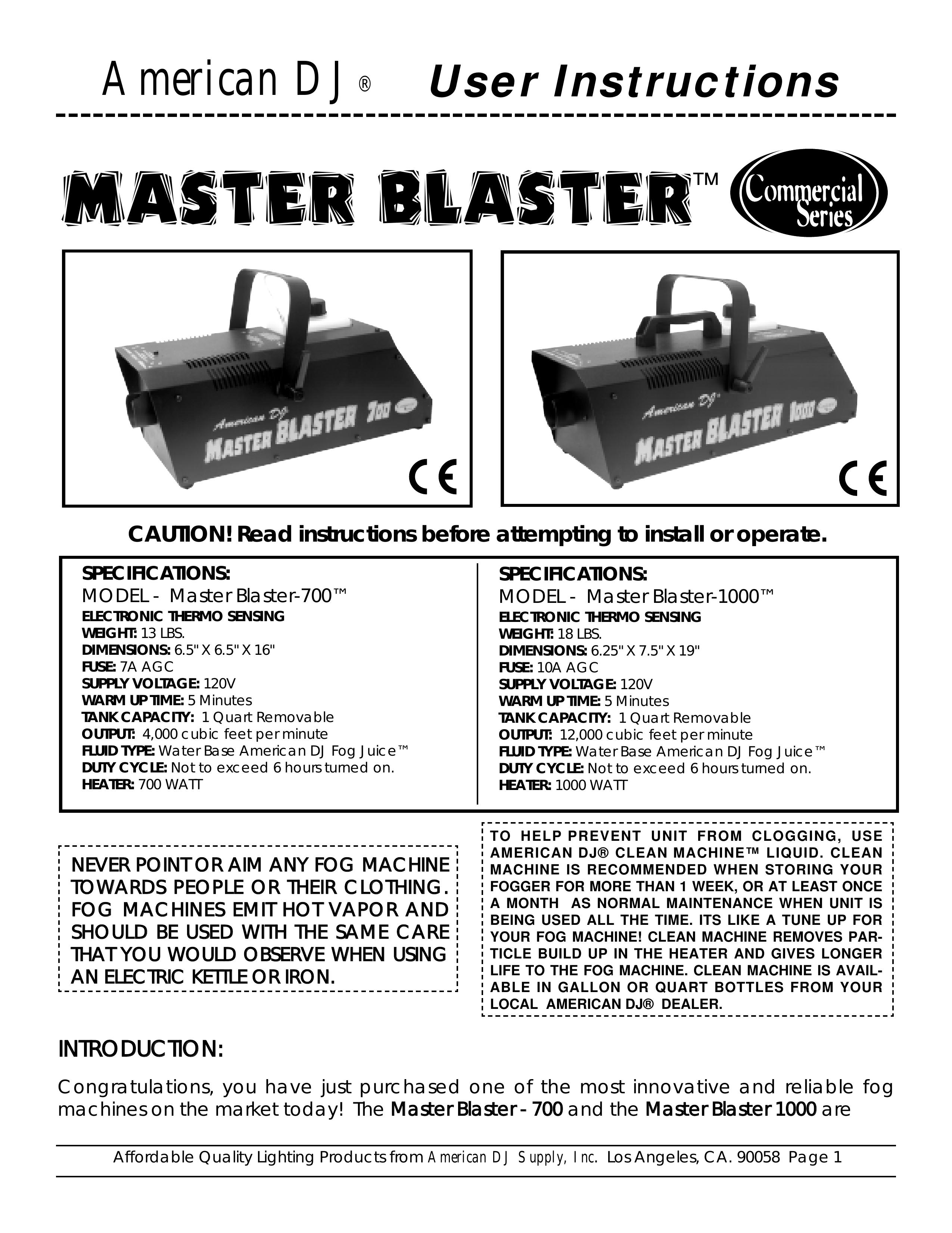 American DJ Master Blaster DJ Equipment User Manual