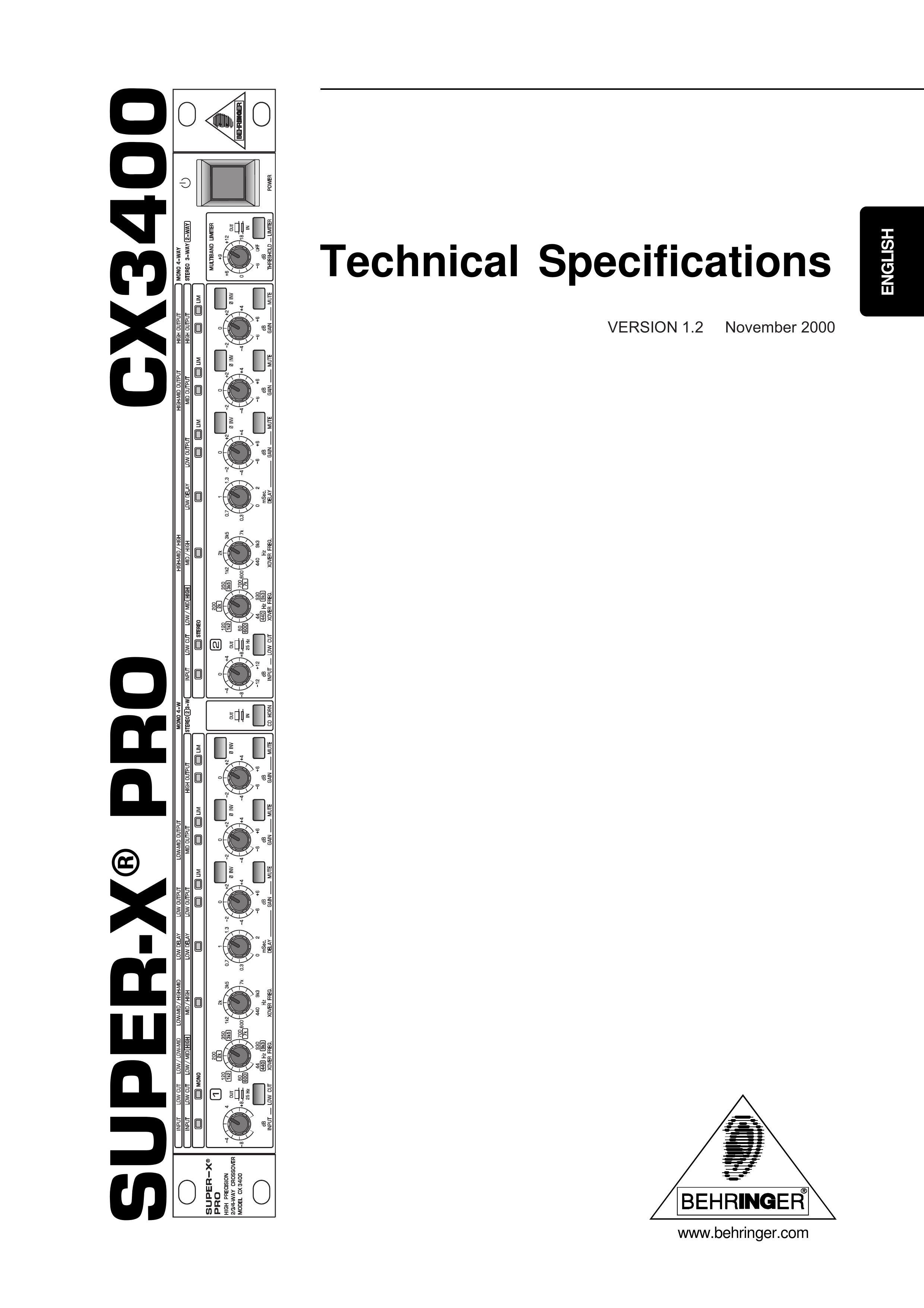 Behringer CX3400 DJ Equipment User Manual