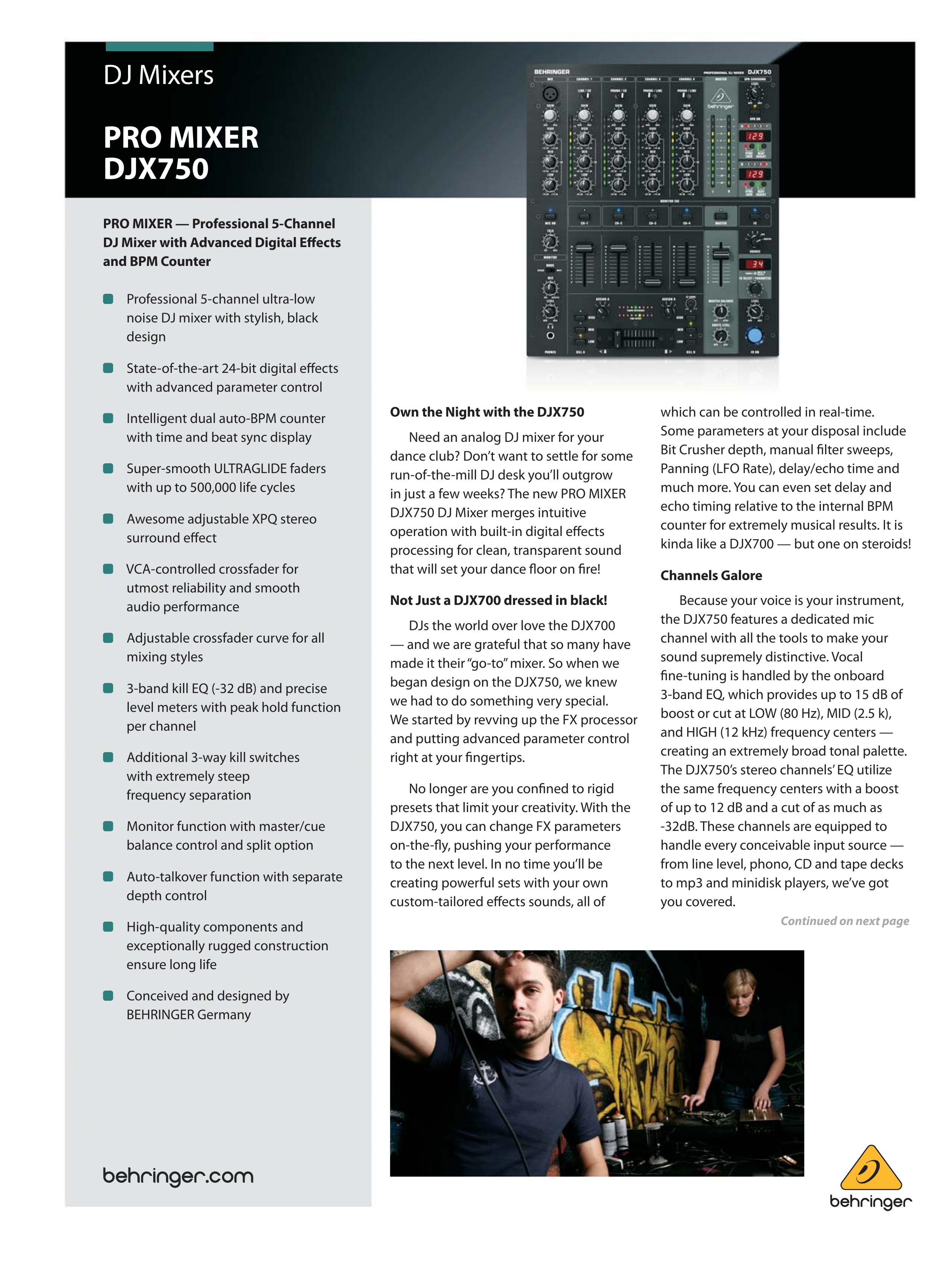 Behringer DJX750 DJ Equipment User Manual