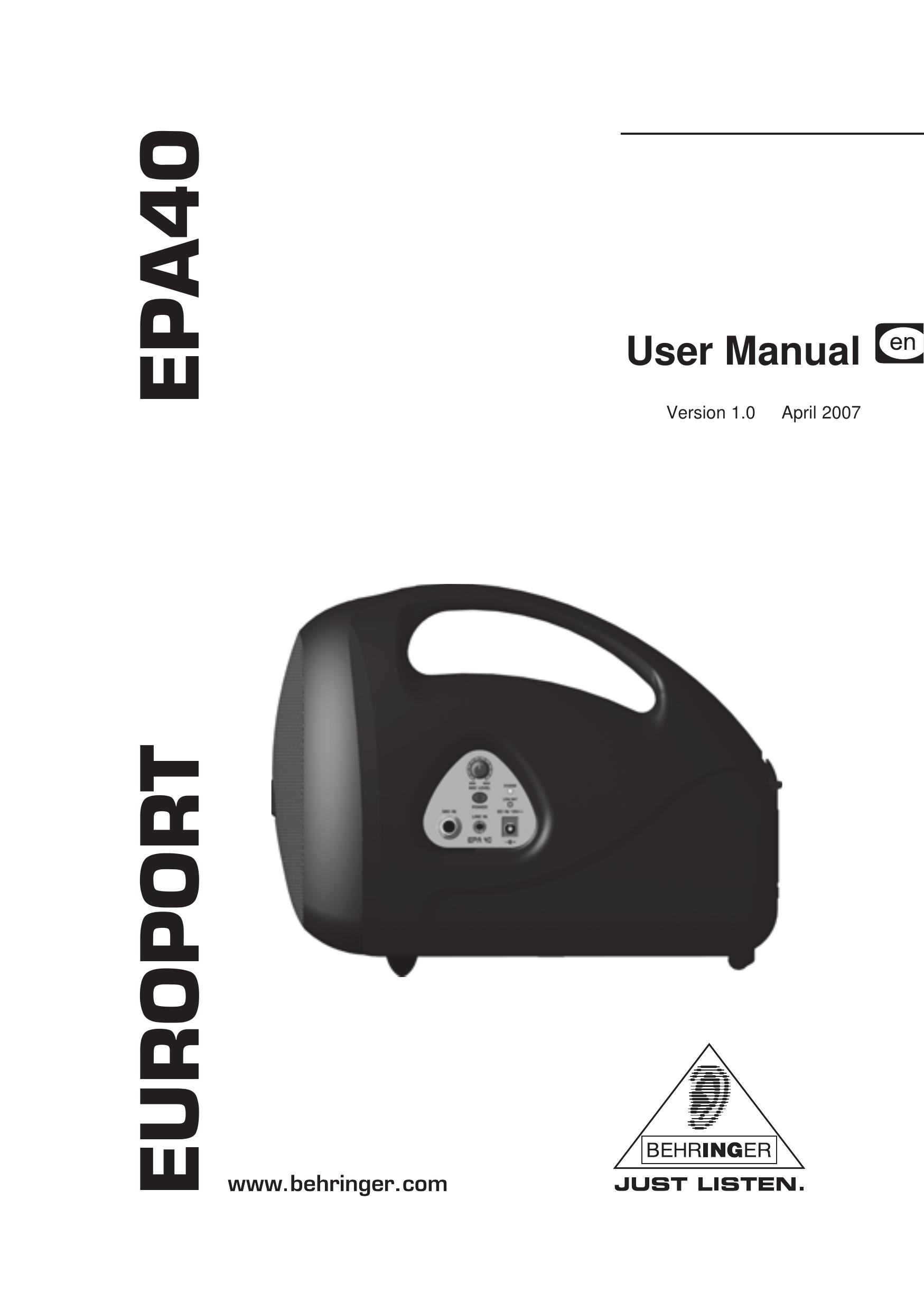 Behringer EPA40 DJ Equipment User Manual