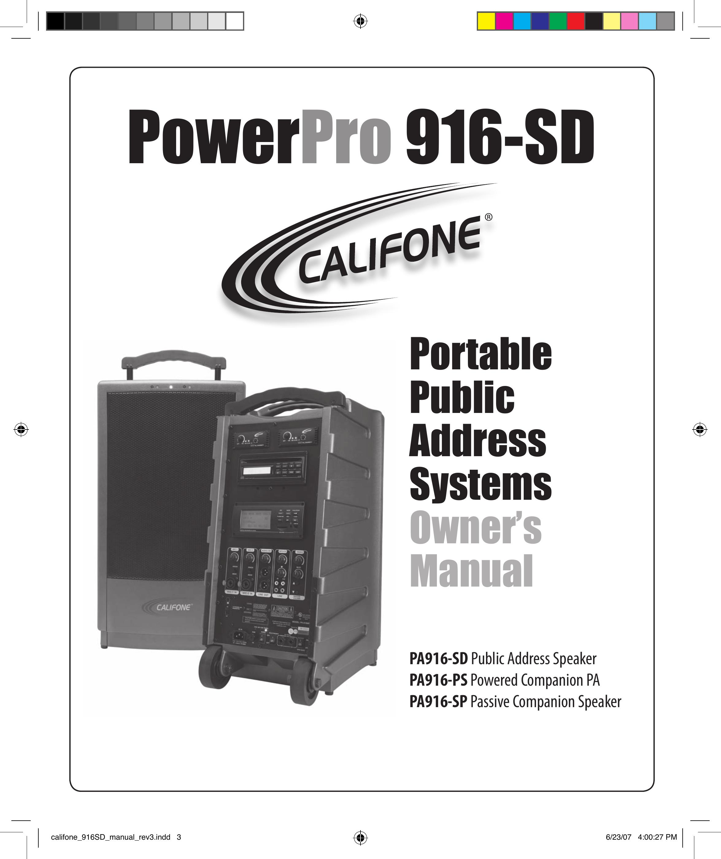 Califone PA916-PS DJ Equipment User Manual