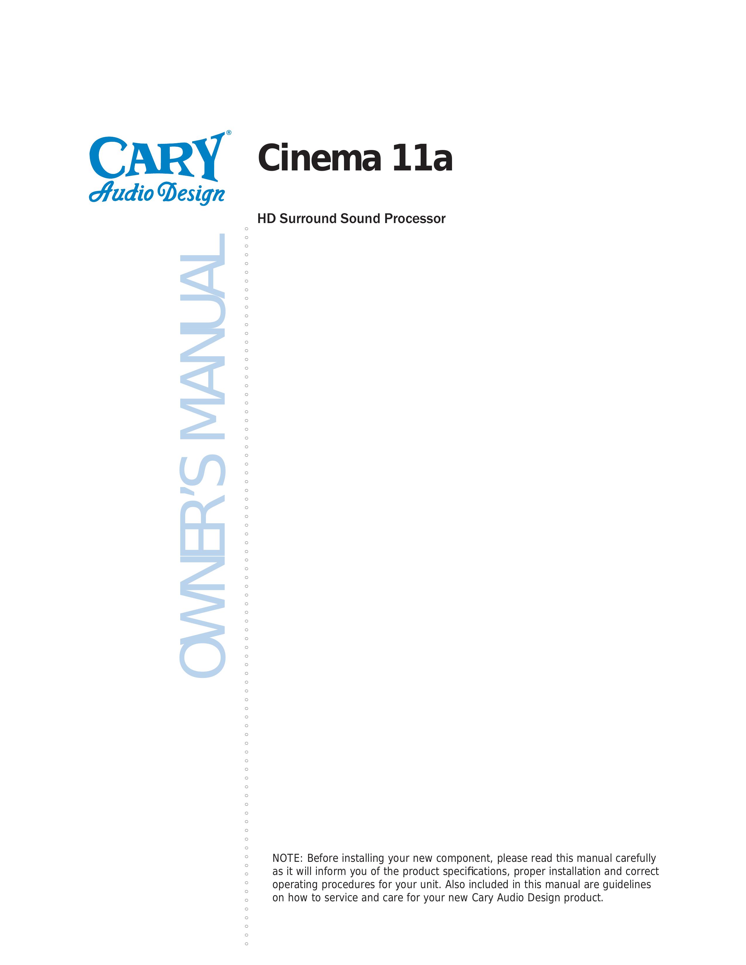 Cary Audio Design Cinema 11a DJ Equipment User Manual