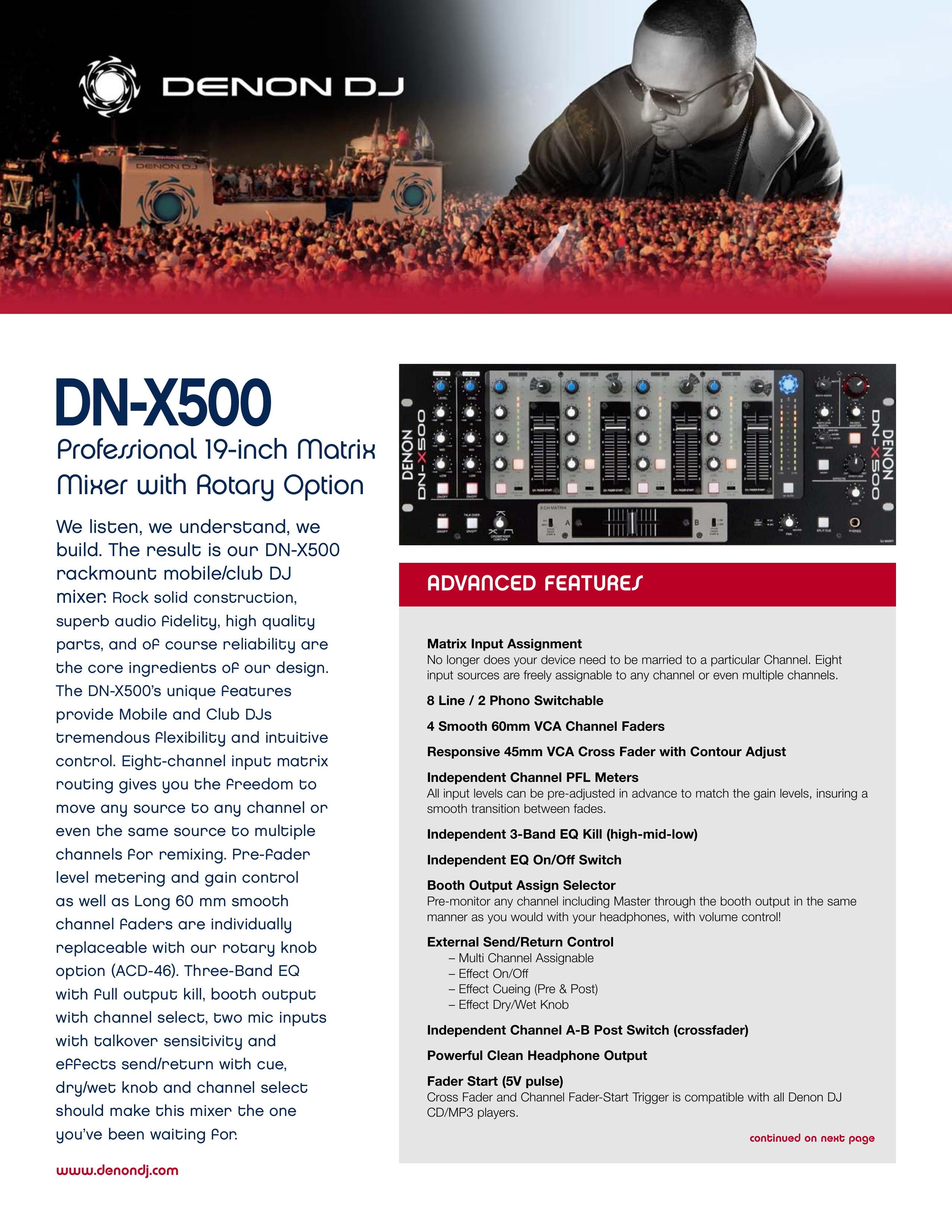 Denon DJ DN-X500 DJ Equipment User Manual