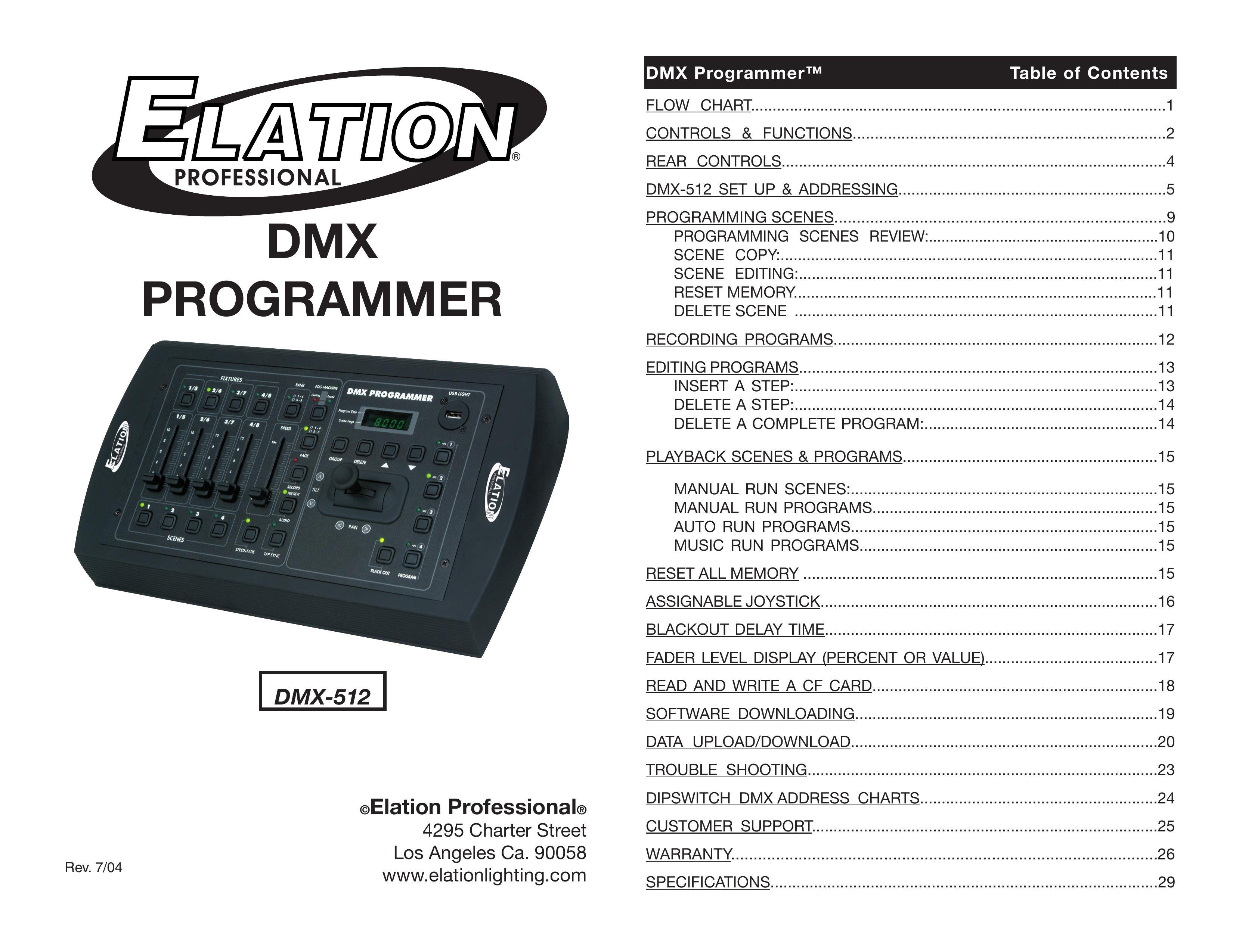 Elation Professional DMX-512 DJ Equipment User Manual