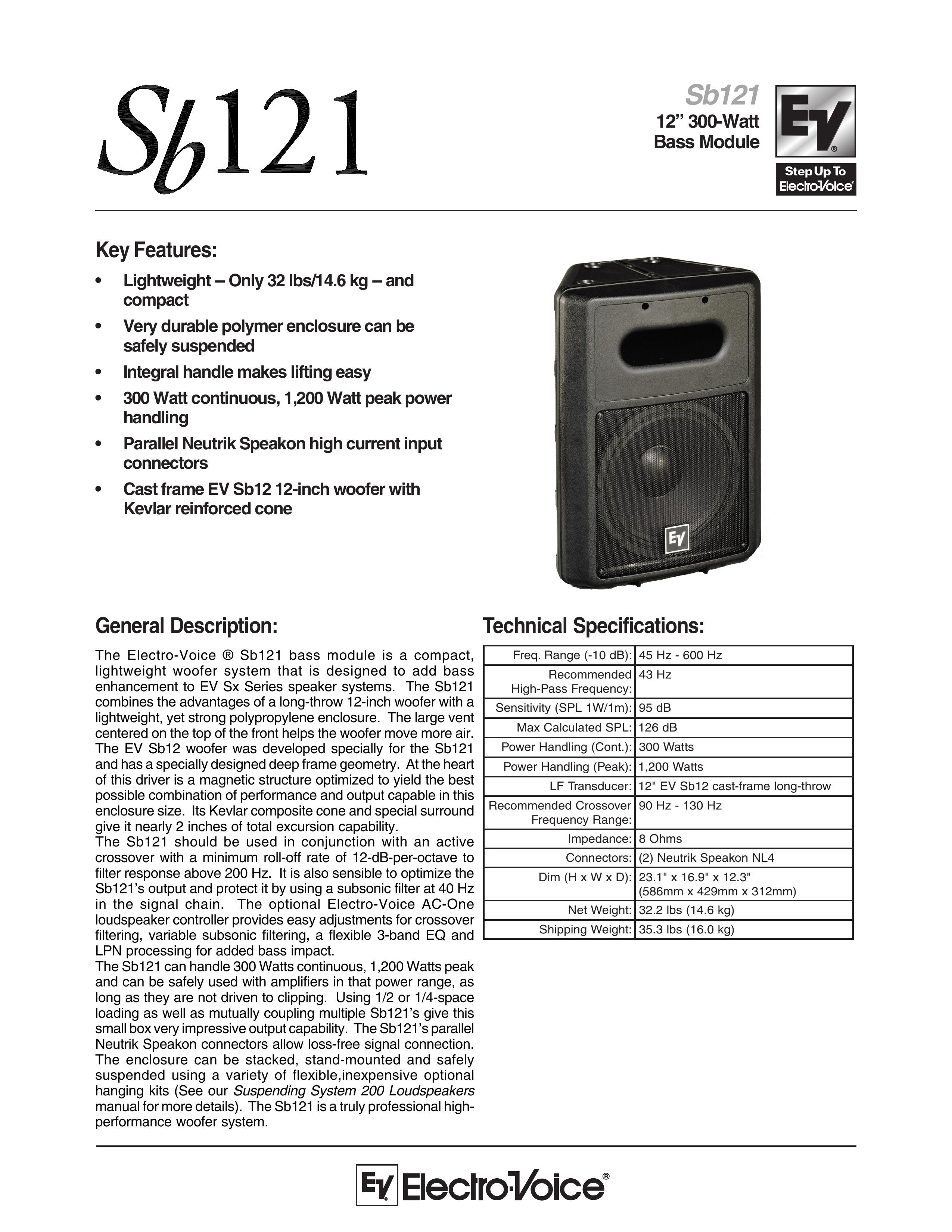 Electro-Voice SB121 DJ Equipment User Manual