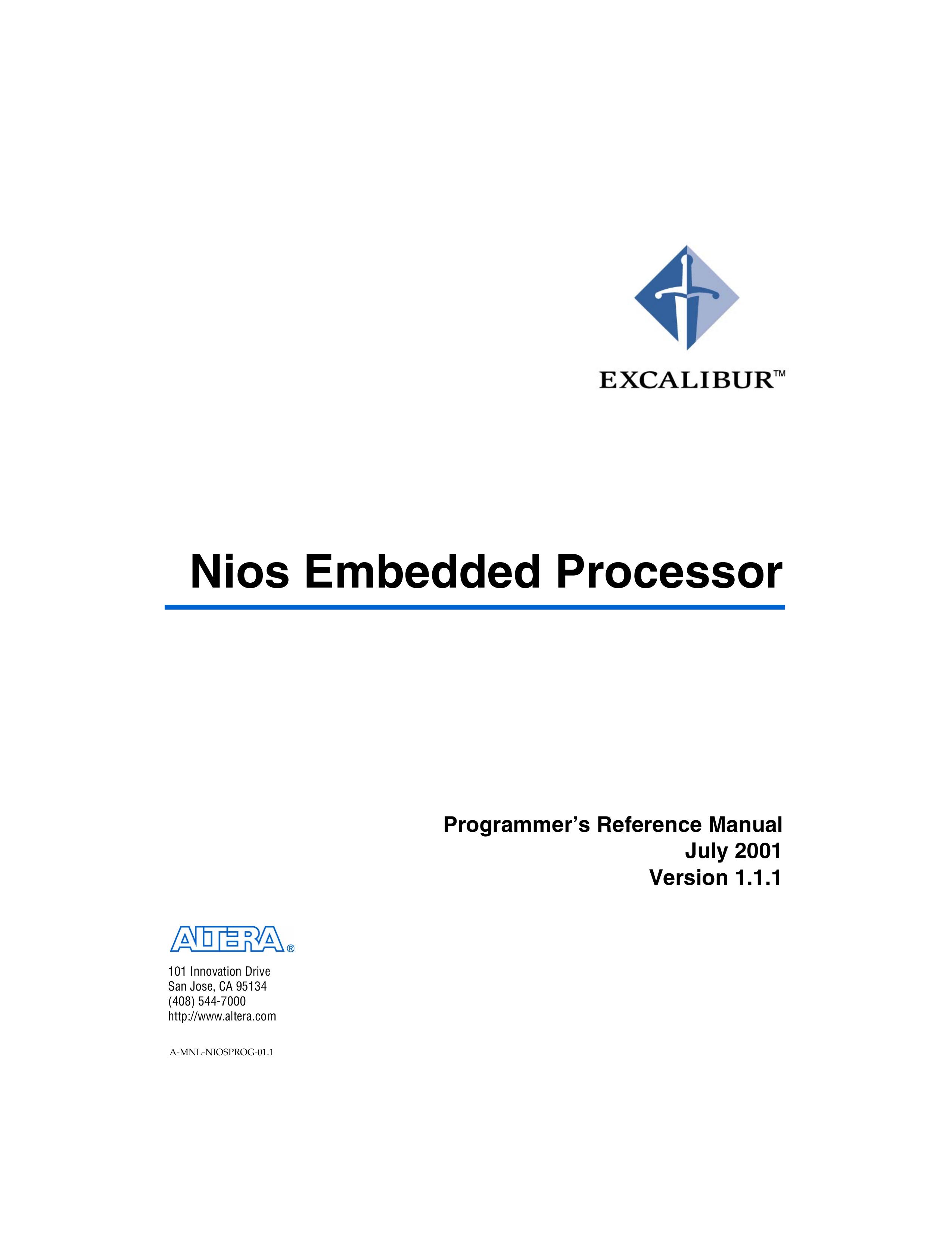 Excalibur electronic A-MNL-NIOSPROG-01.1 DJ Equipment User Manual
