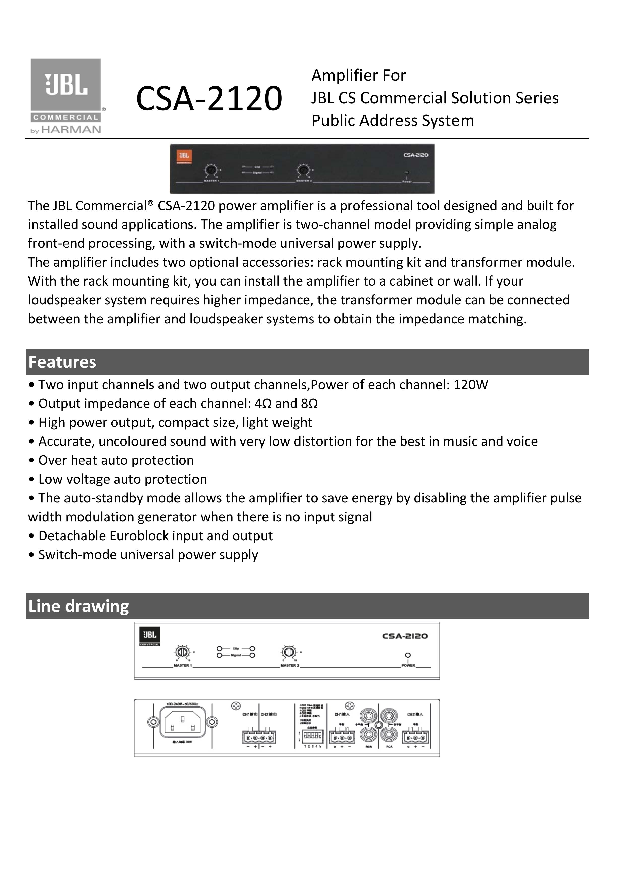 JBL CSA-2120 DJ Equipment User Manual