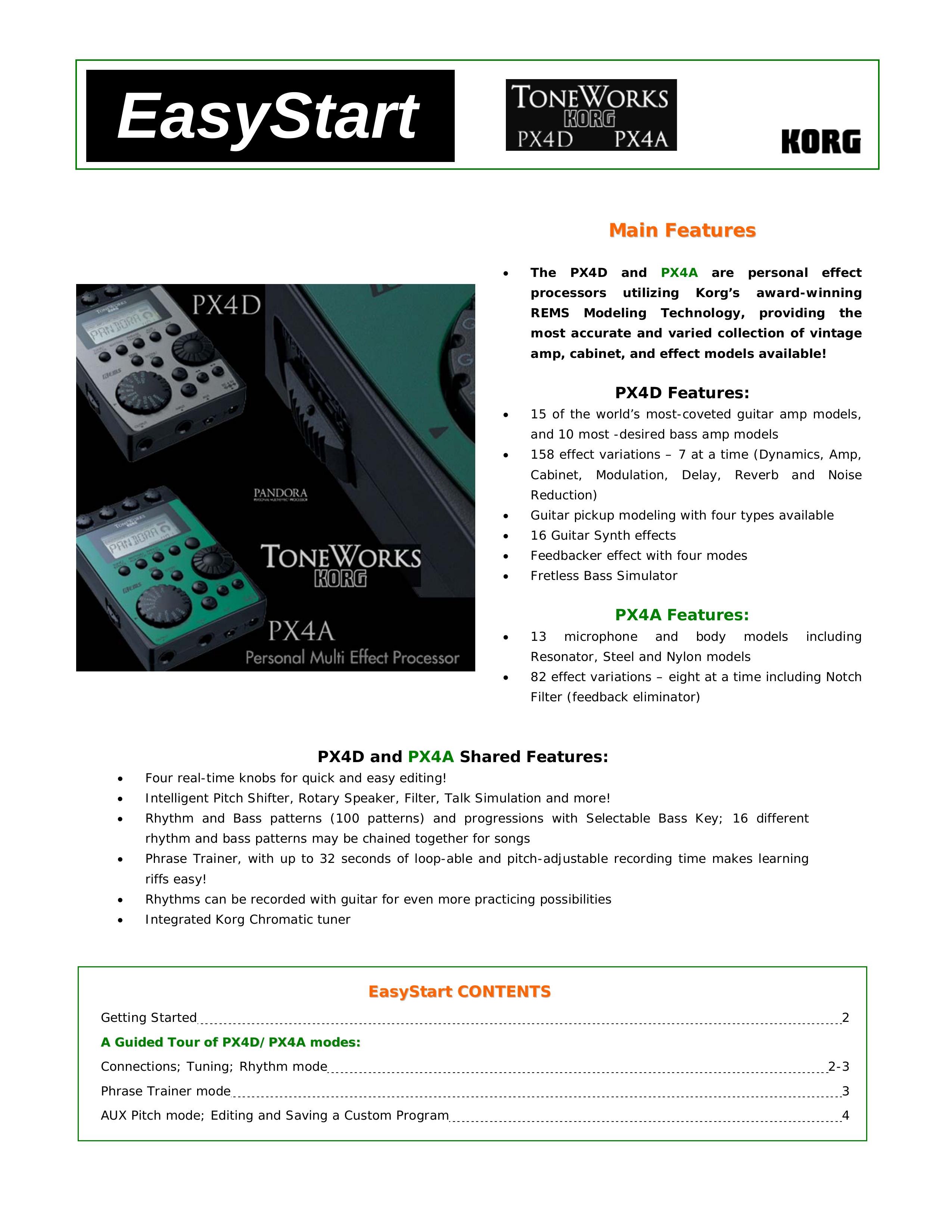 Korg PX4A DJ Equipment User Manual
