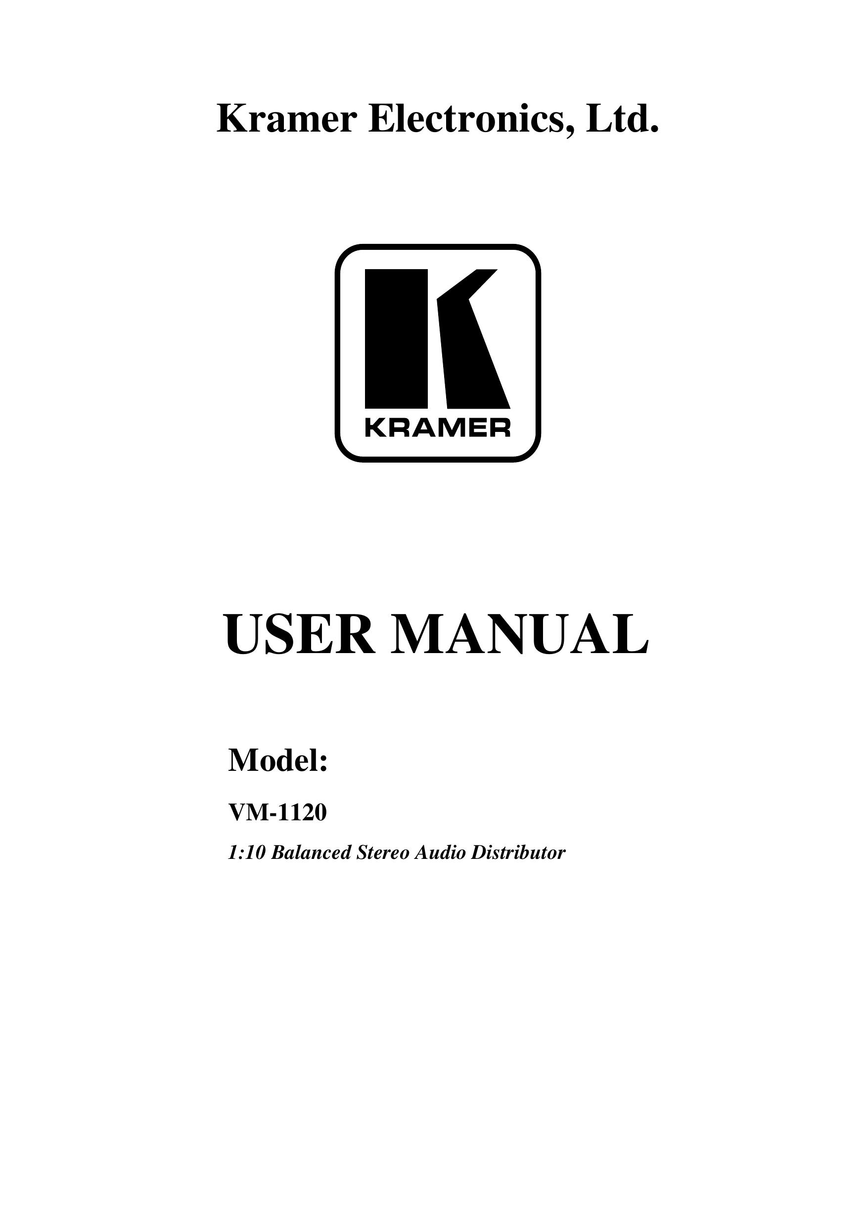 Kramer Electronics VM-1120 DJ Equipment User Manual