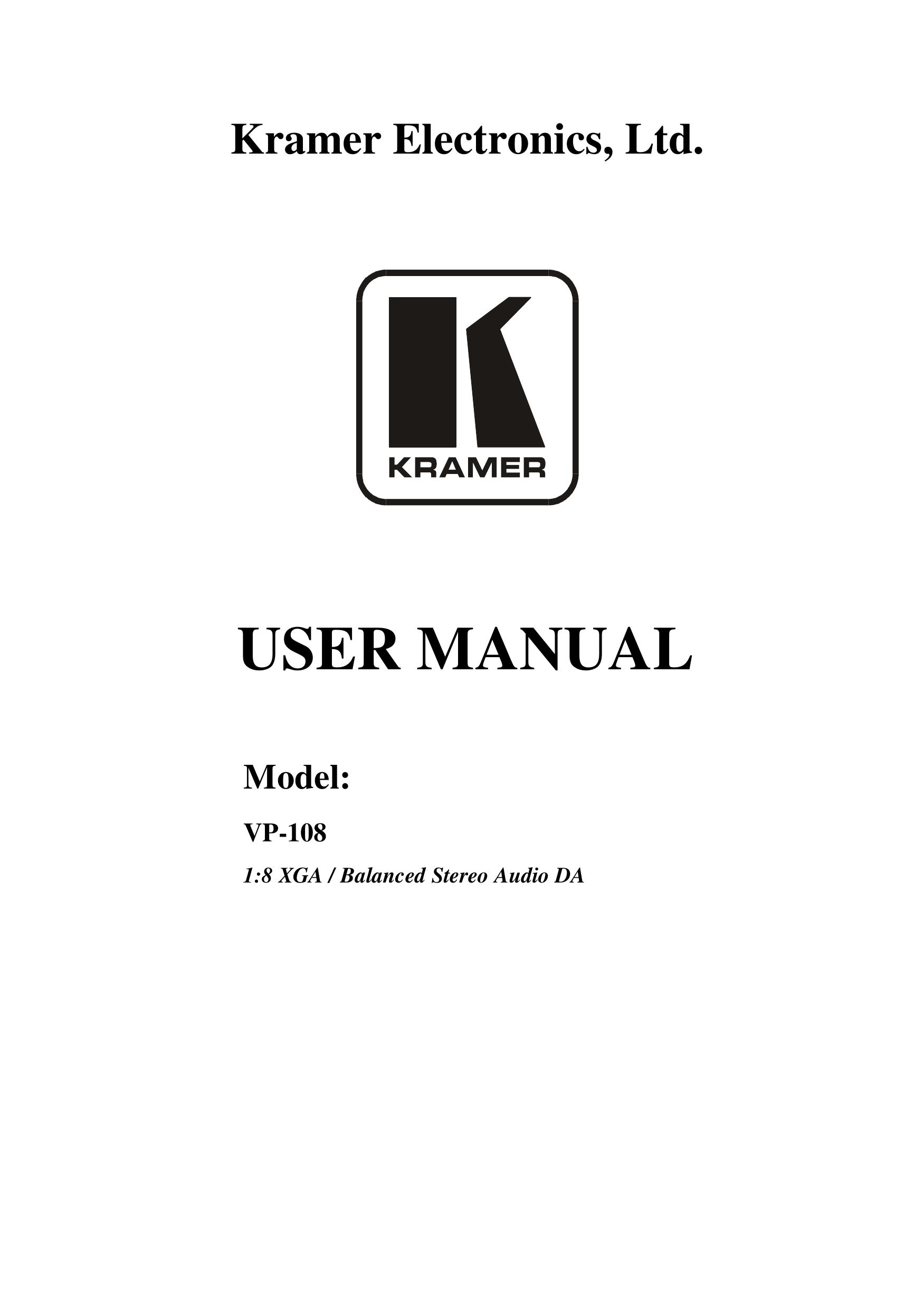 Kramer Electronics VP-108 DJ Equipment User Manual