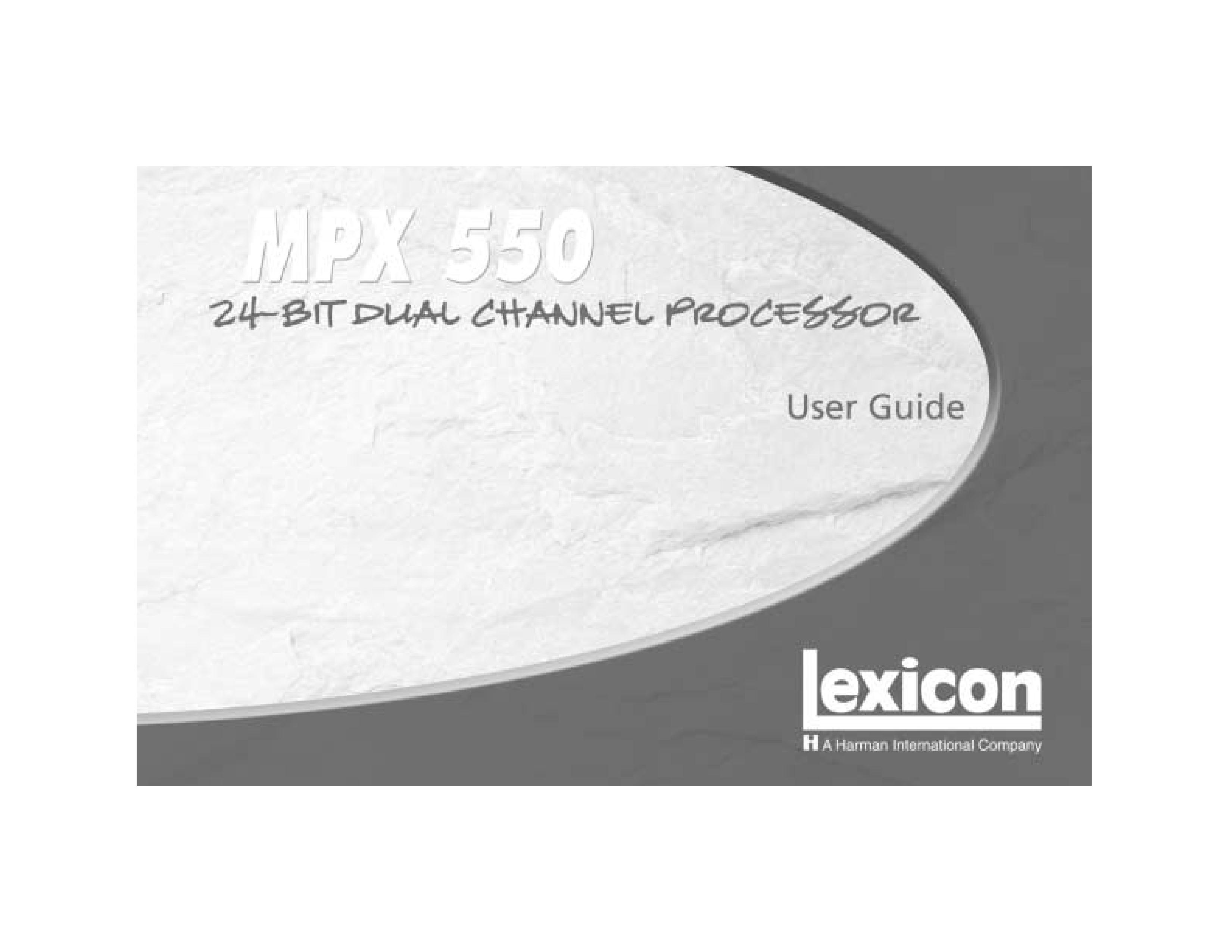 Lexicon MPX 550 DJ Equipment User Manual