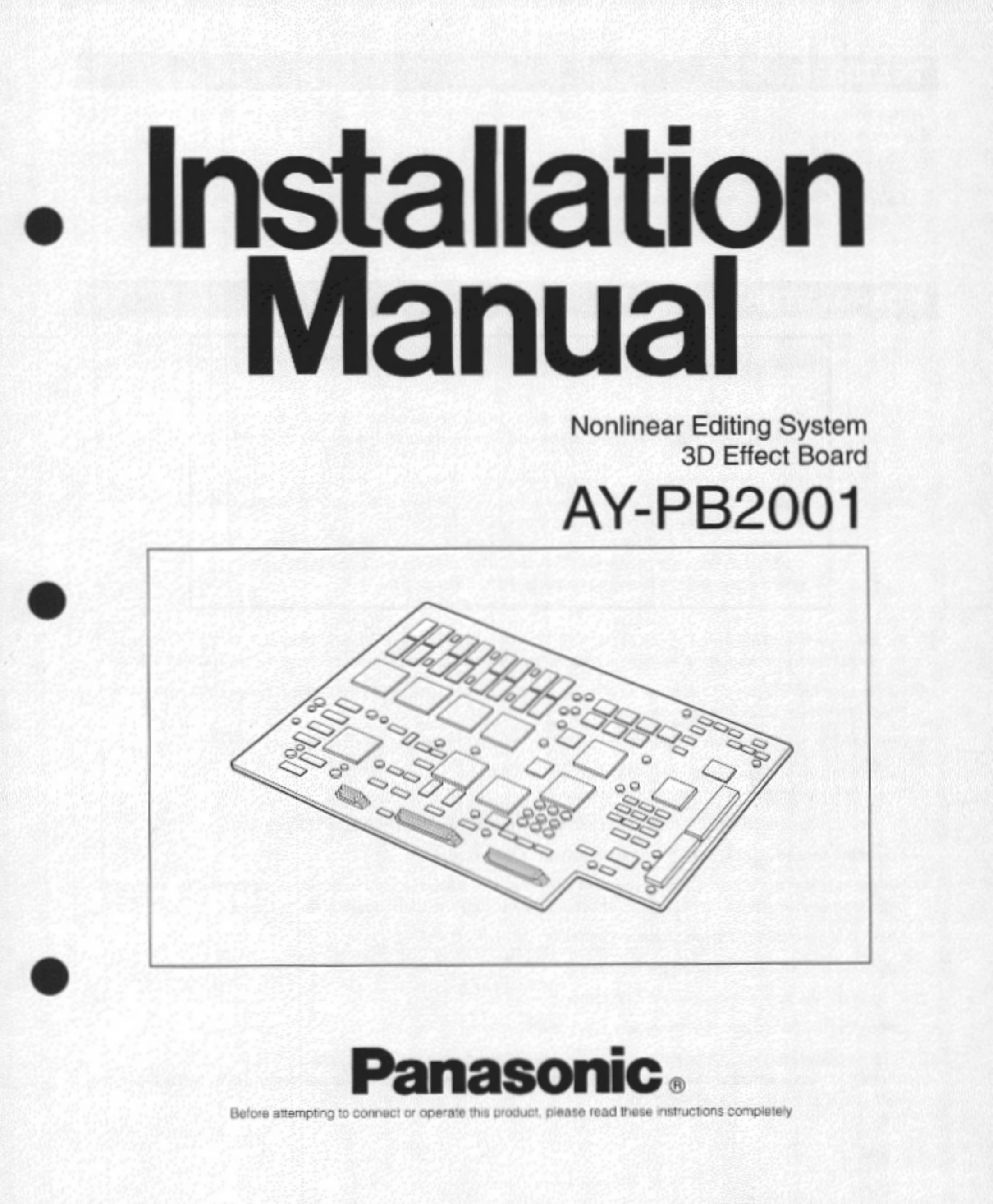Panasonic AY-PB2001 DJ Equipment User Manual