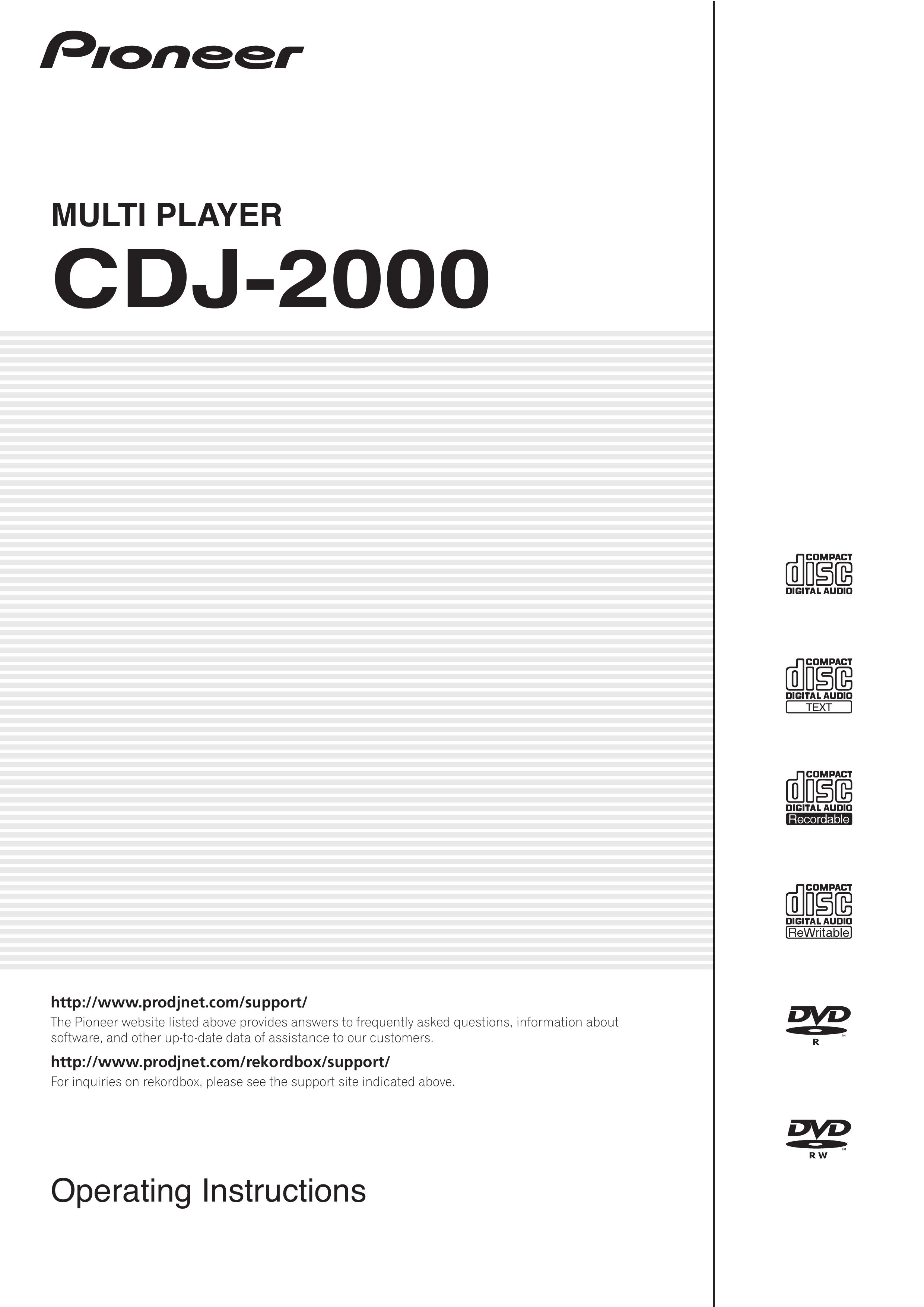 Pioneer CDJ-2000 DJ Equipment User Manual