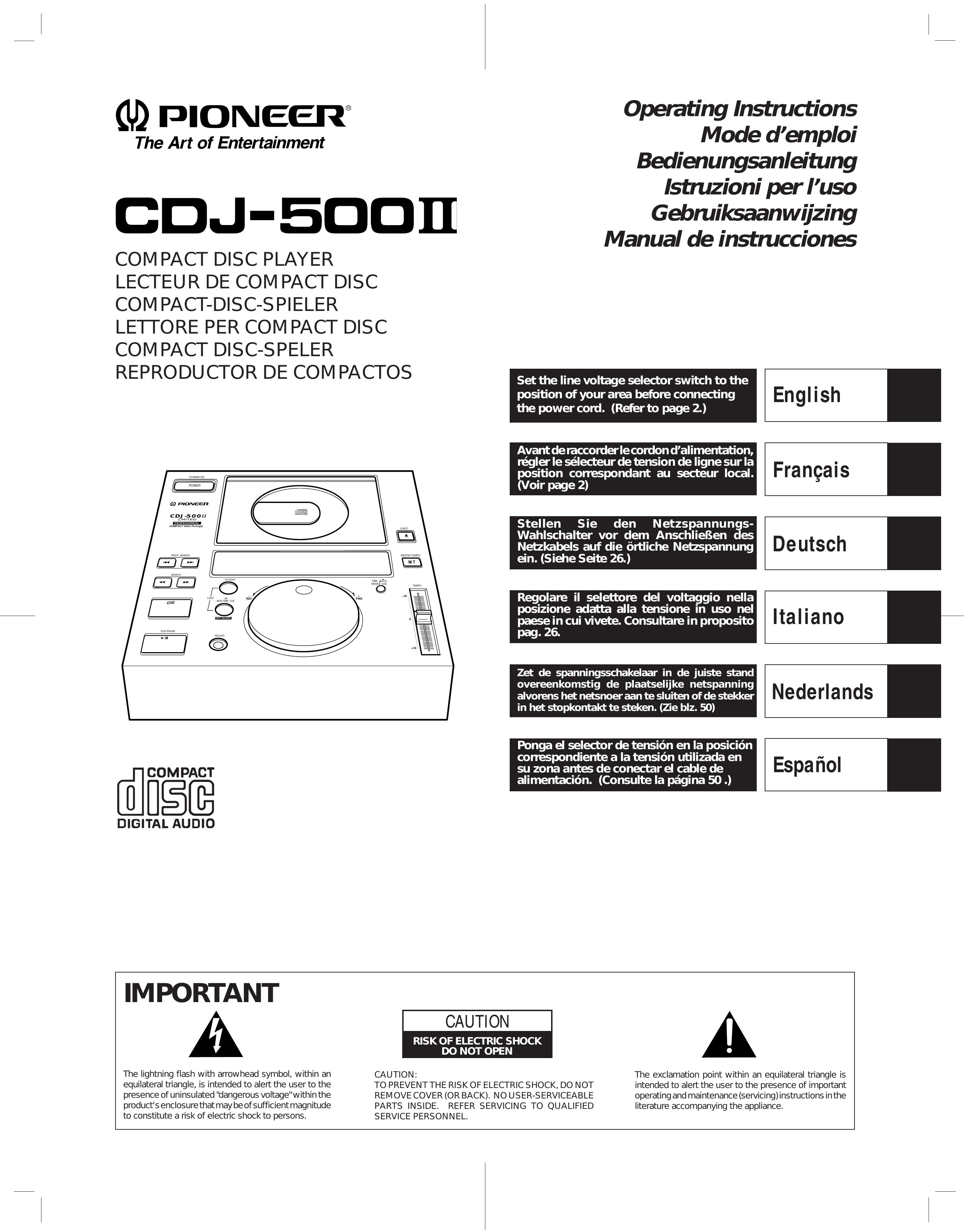 Pioneer CDJ-500II DJ Equipment User Manual