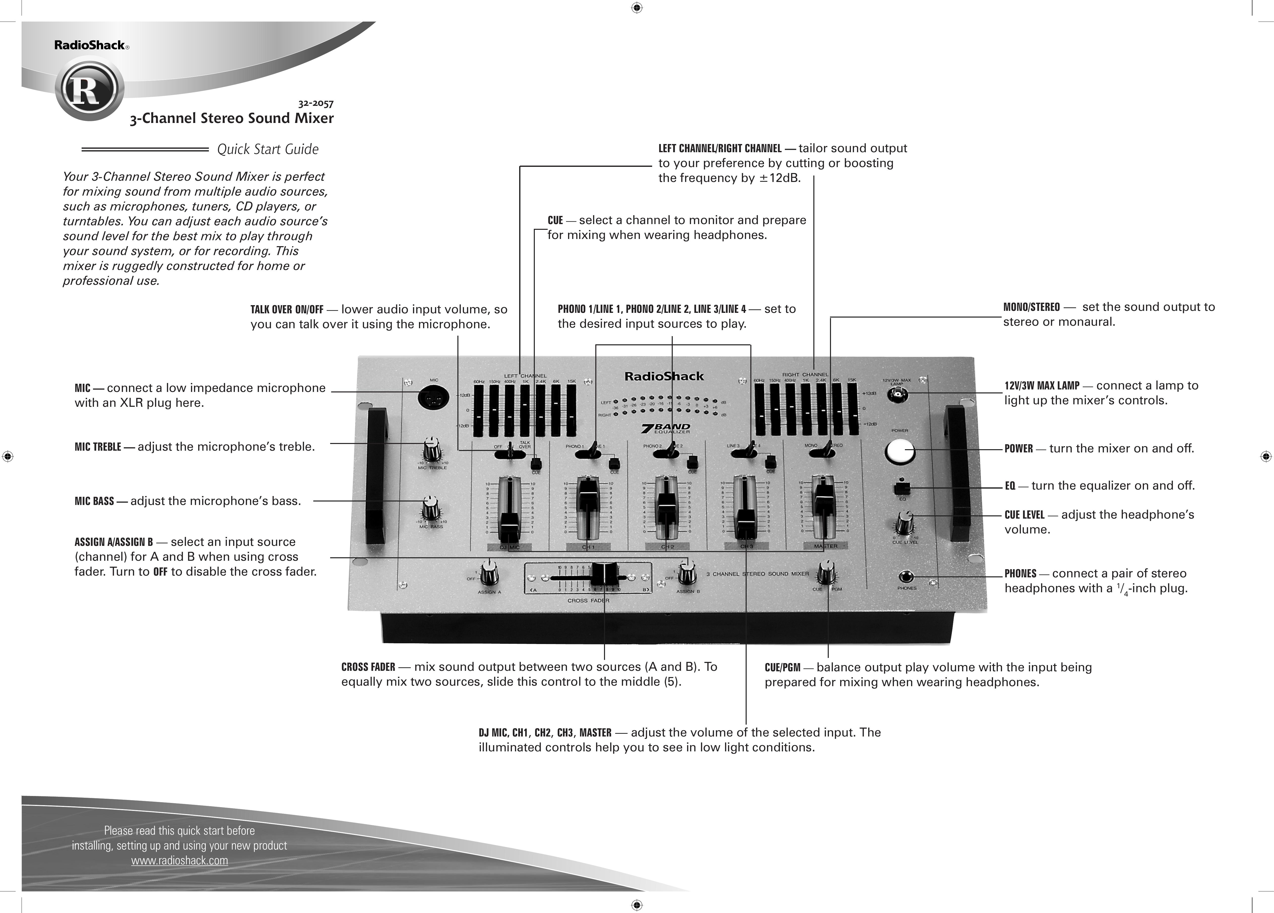 Radio Shack 322057 DJ Equipment User Manual