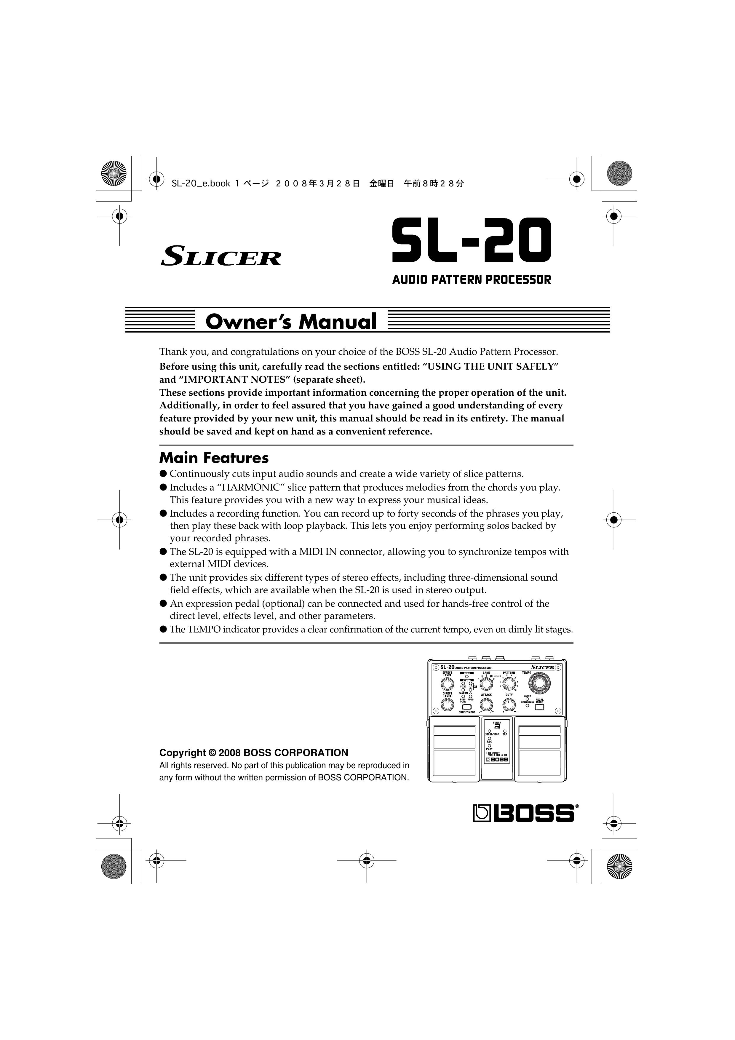 Roland SL-20 DJ Equipment User Manual