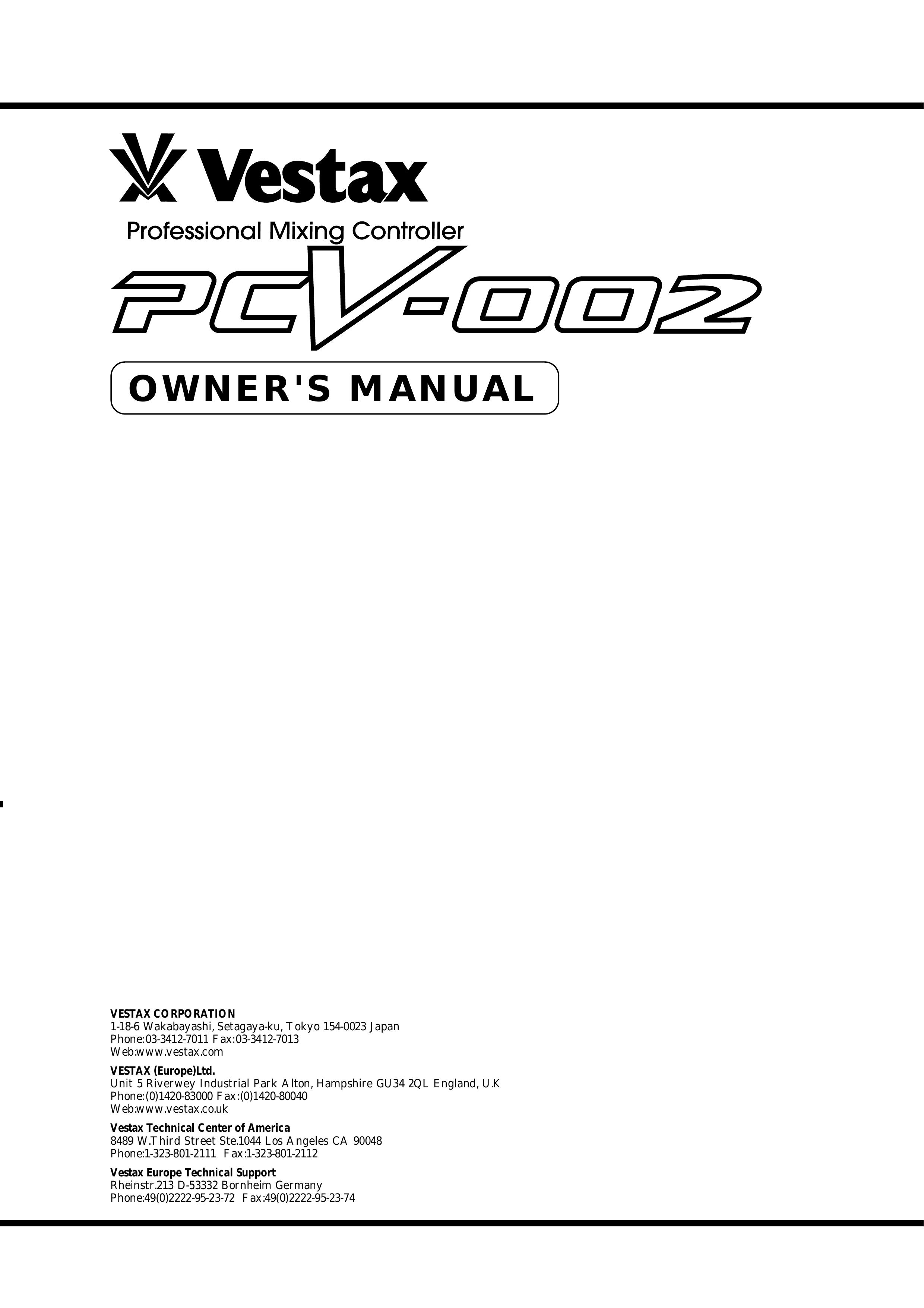 Vestax PCV-002 DJ Equipment User Manual