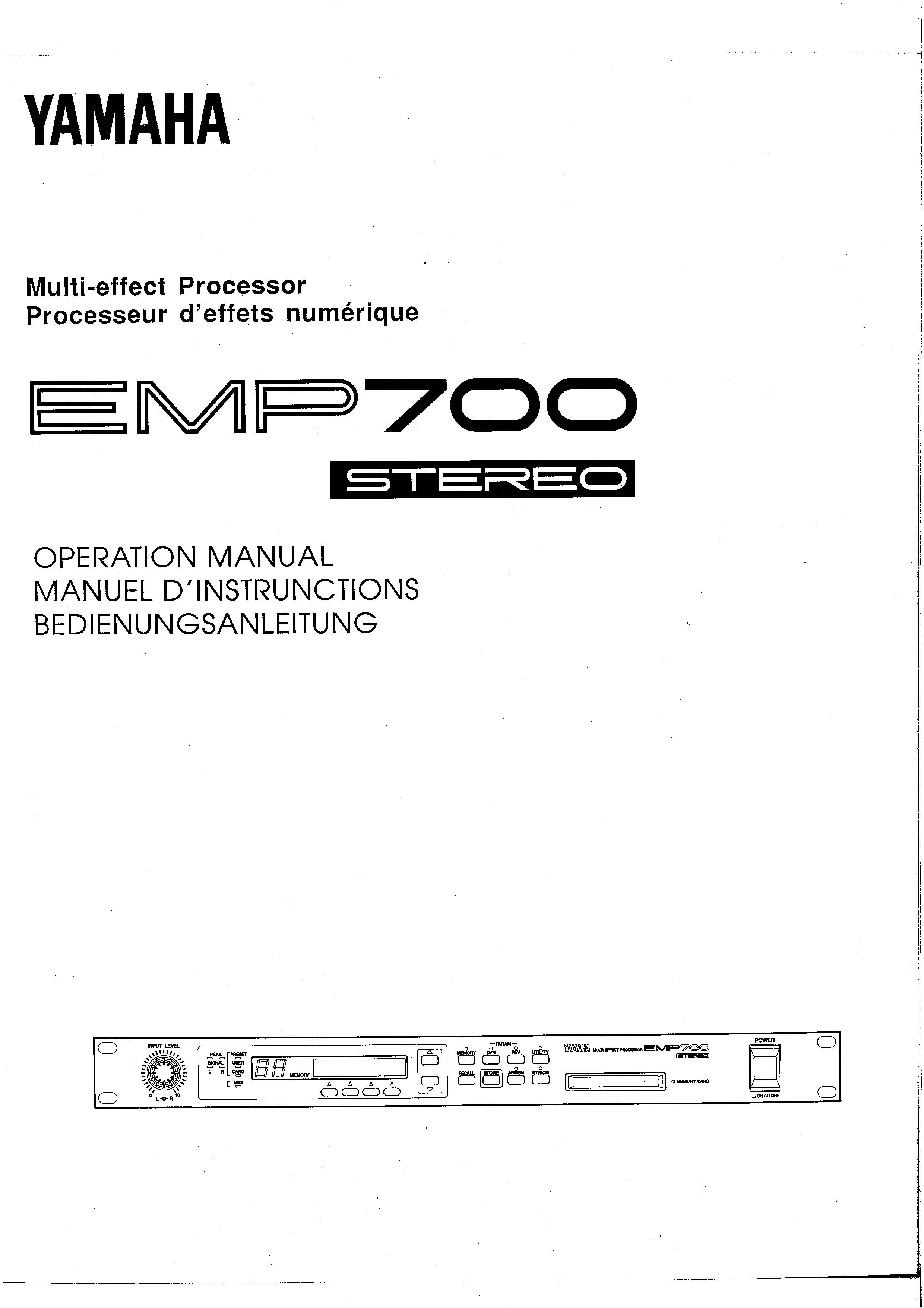 Yamaha EMP700 DJ Equipment User Manual