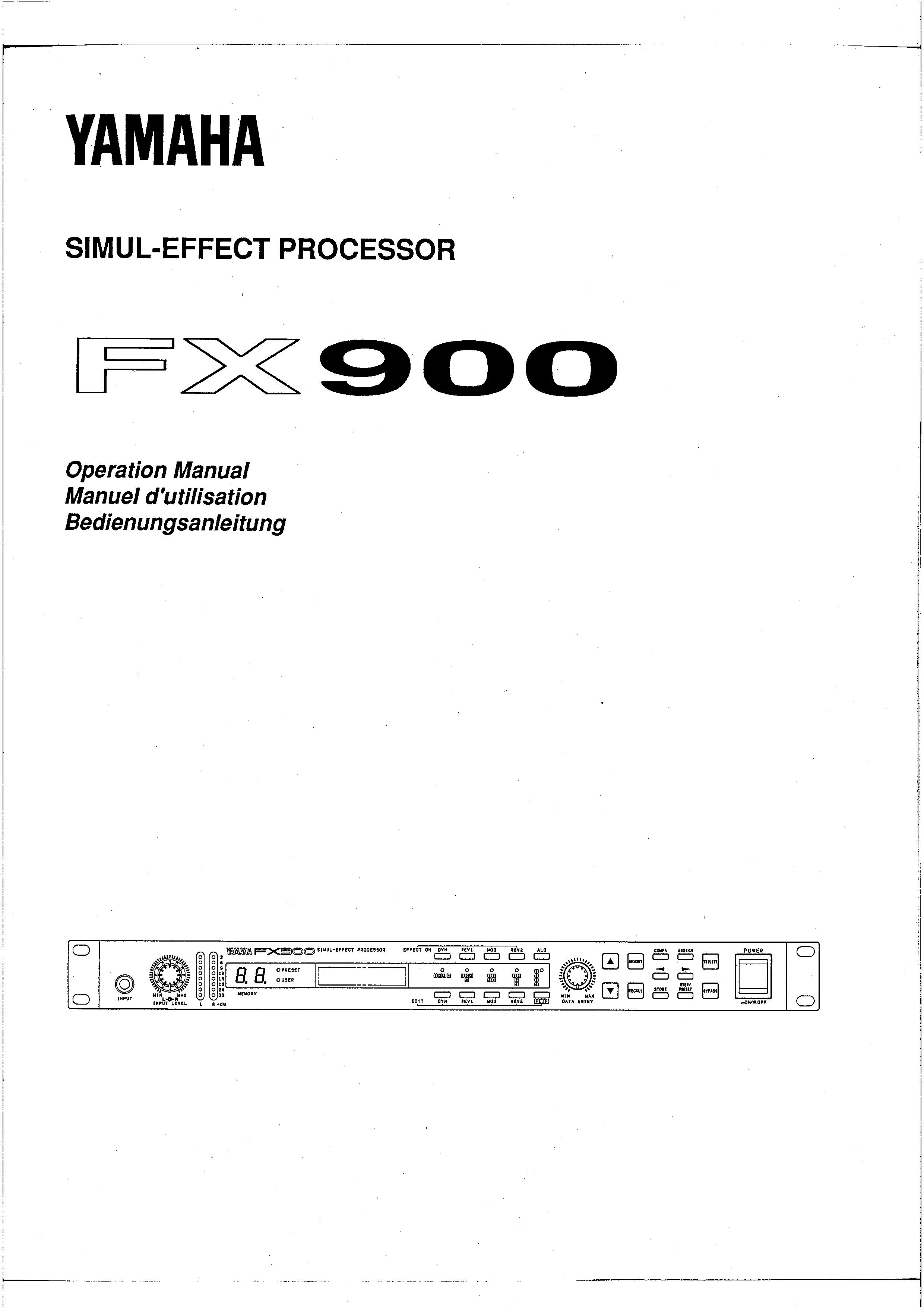 Yamaha FX900 DJ Equipment User Manual