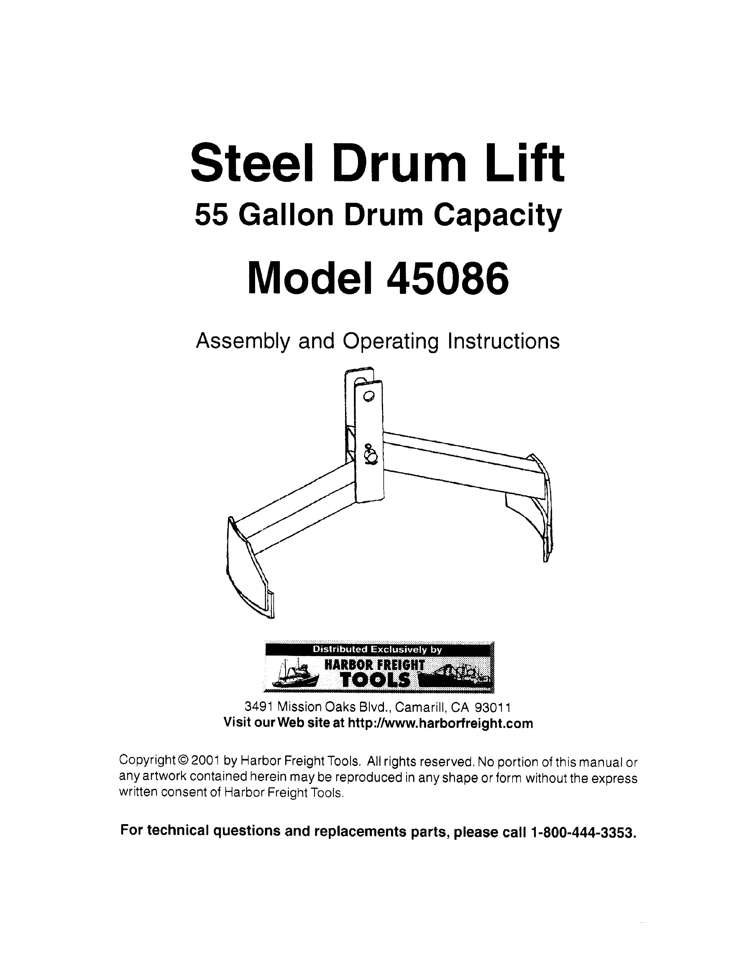 Harbor Freight Tools 45086 Drums User Manual
