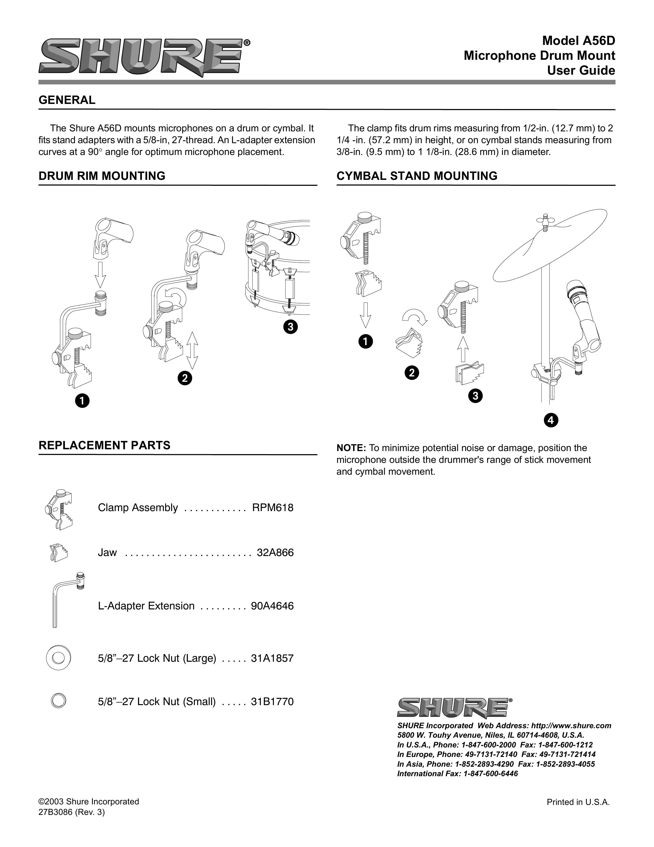 Shure A56D Drums User Manual