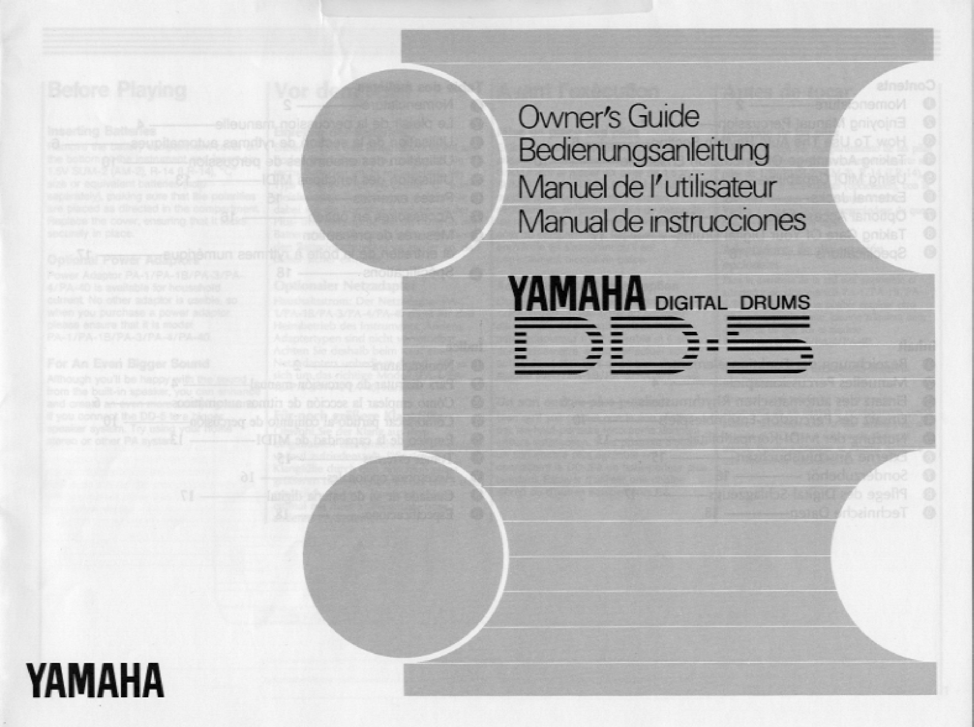 Yamaha DD-5 Drums User Manual