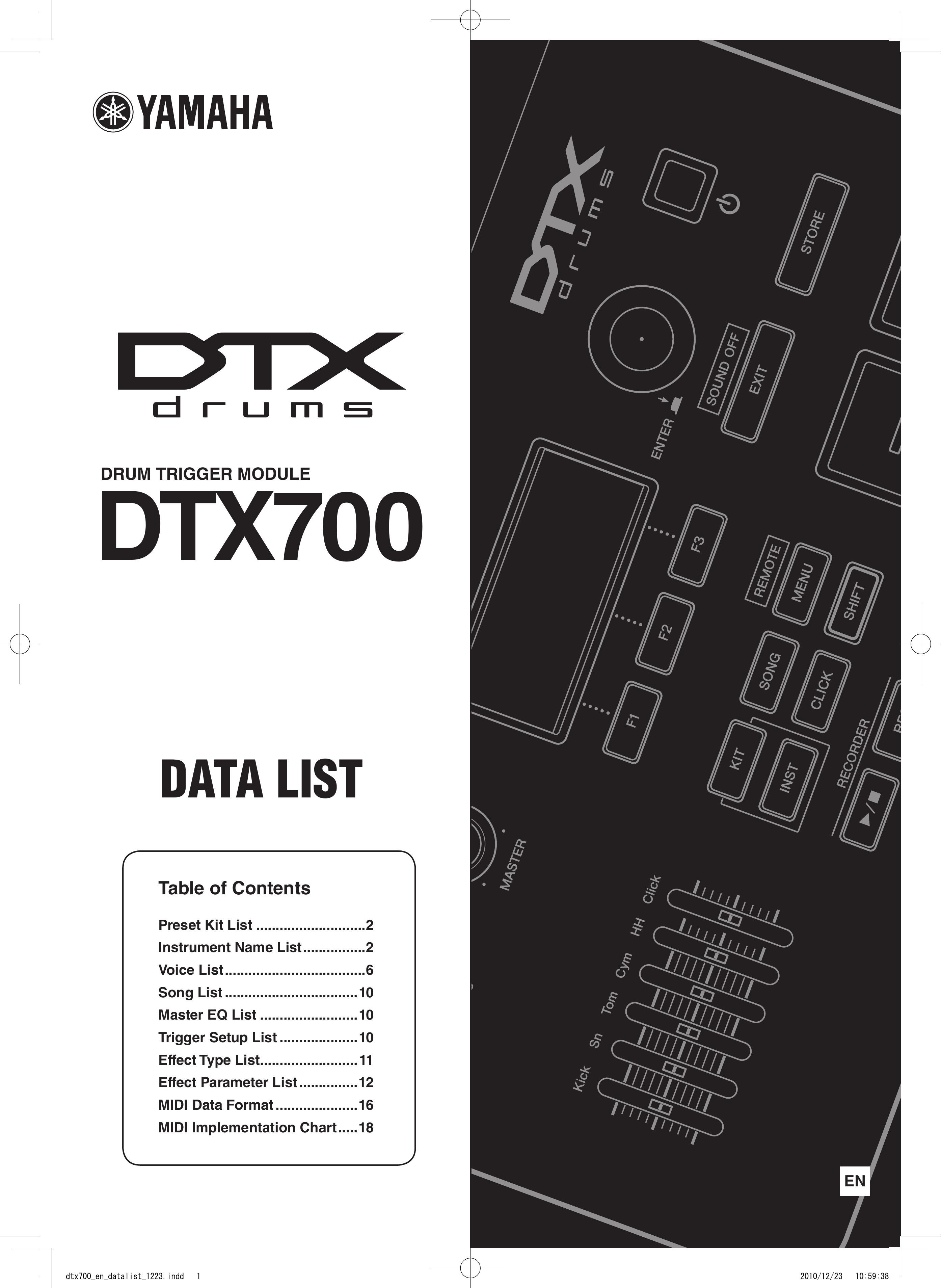 Yamaha DTX700 Drums User Manual