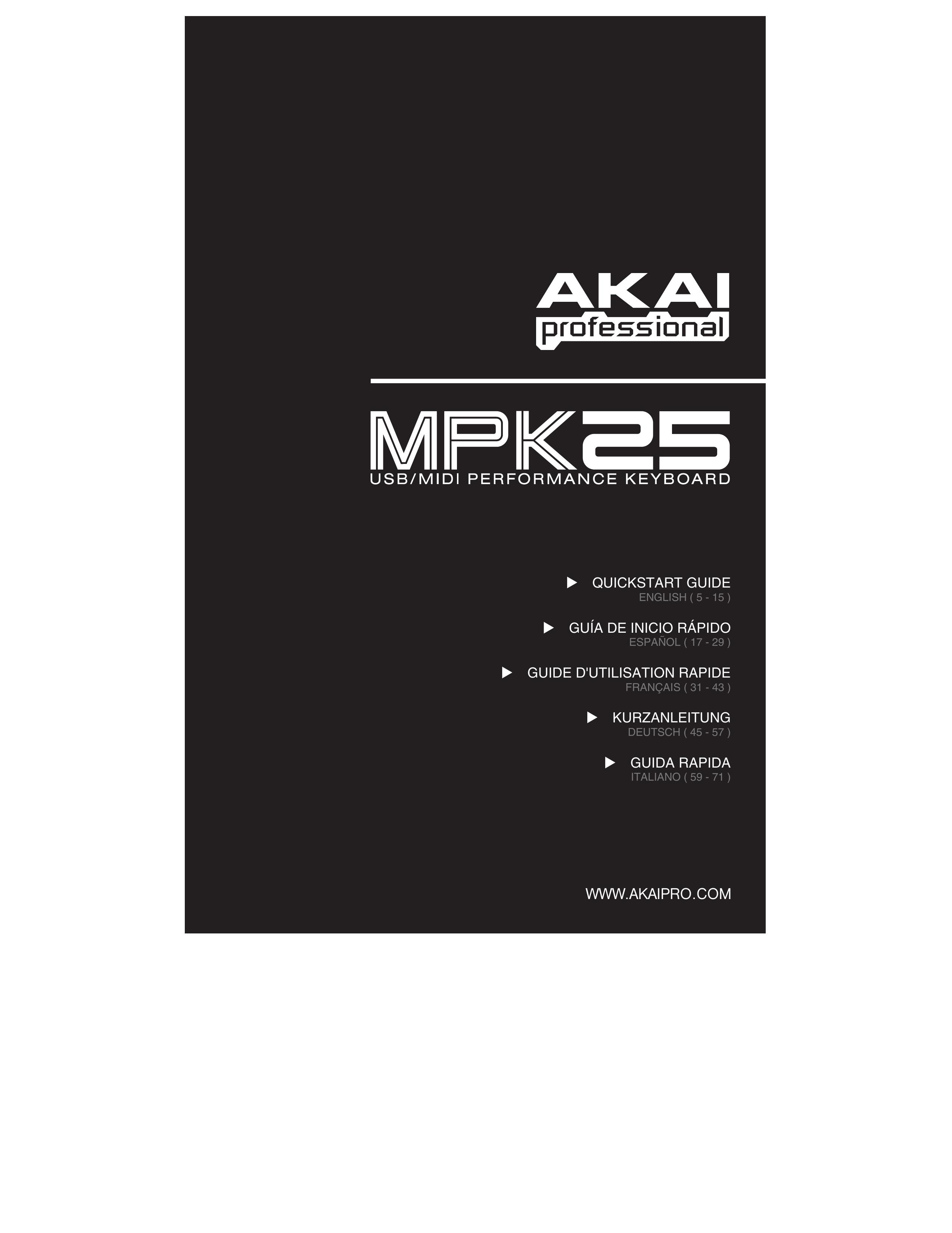 Akai MPK25 Electronic Keyboard User Manual