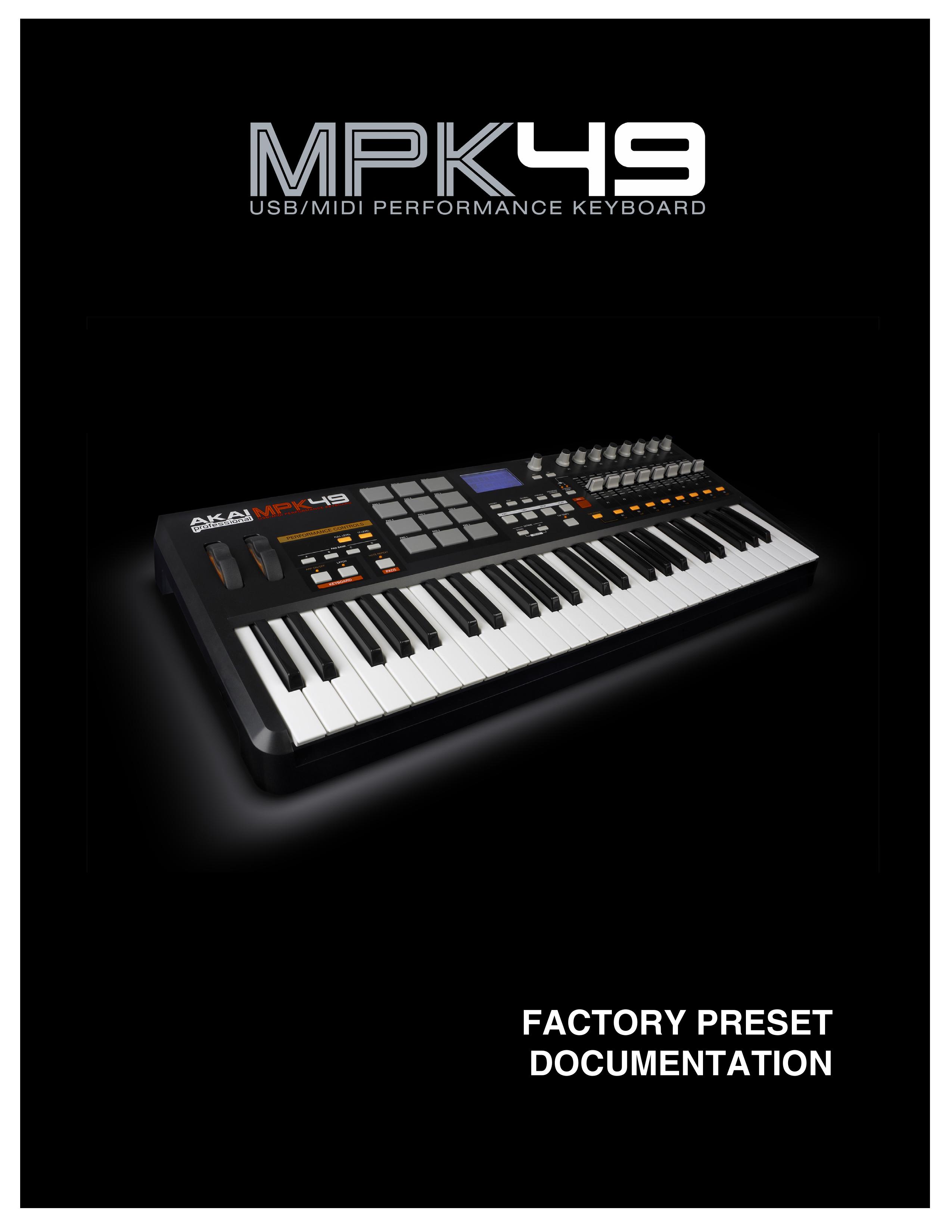 Akai MPK49 Electronic Keyboard User Manual