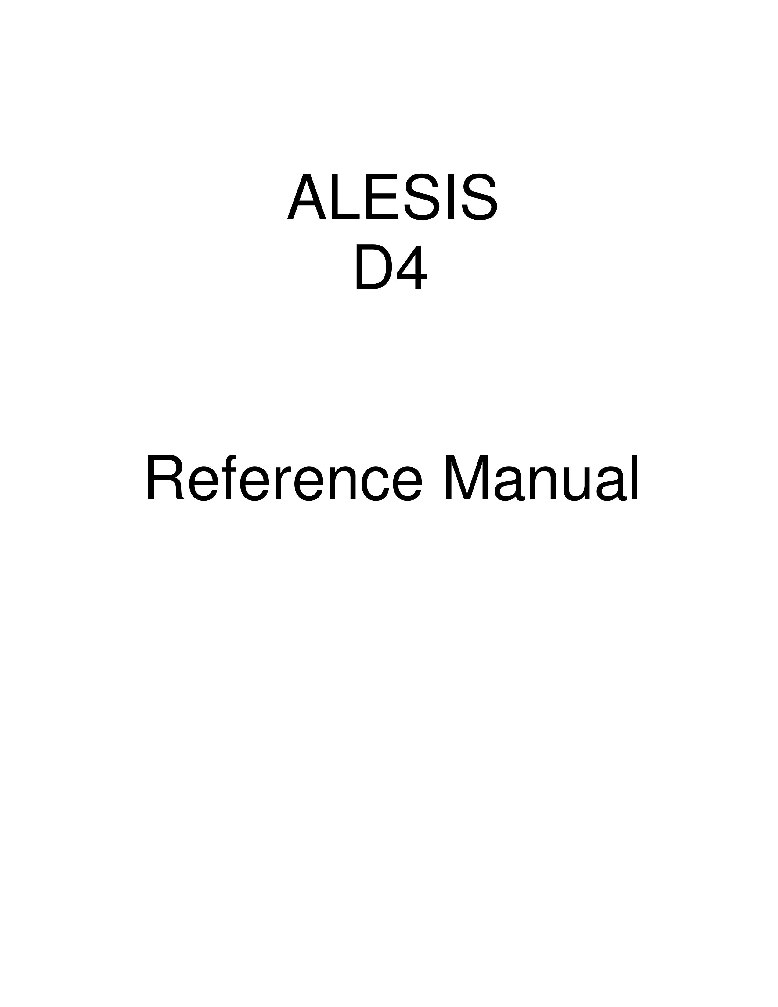 Alesis D4 Electronic Keyboard User Manual