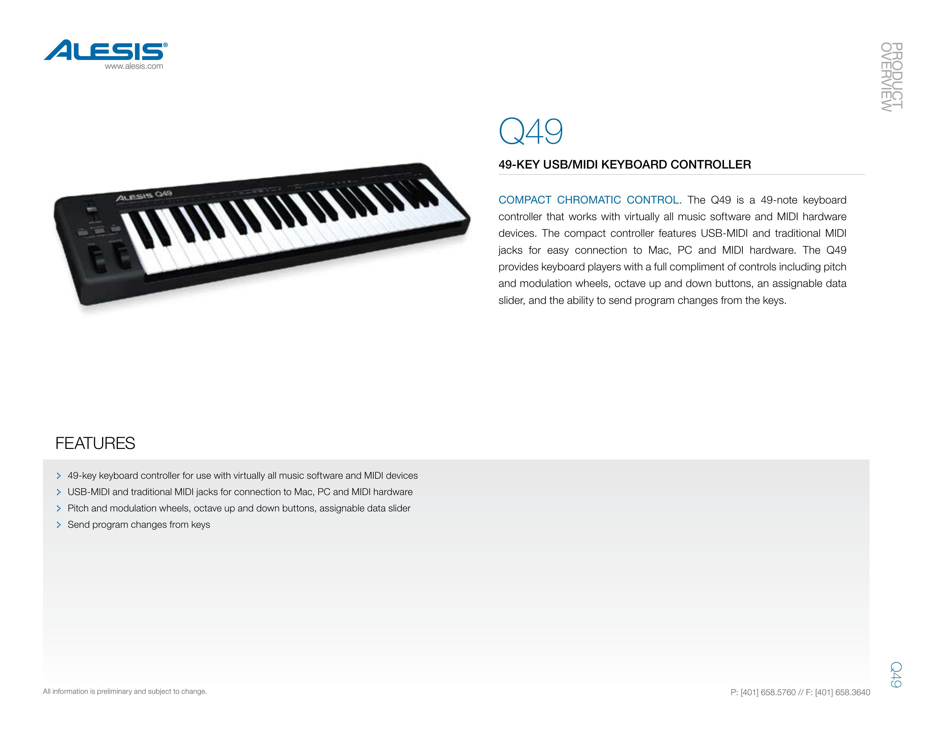 Alesis Q49 Electronic Keyboard User Manual