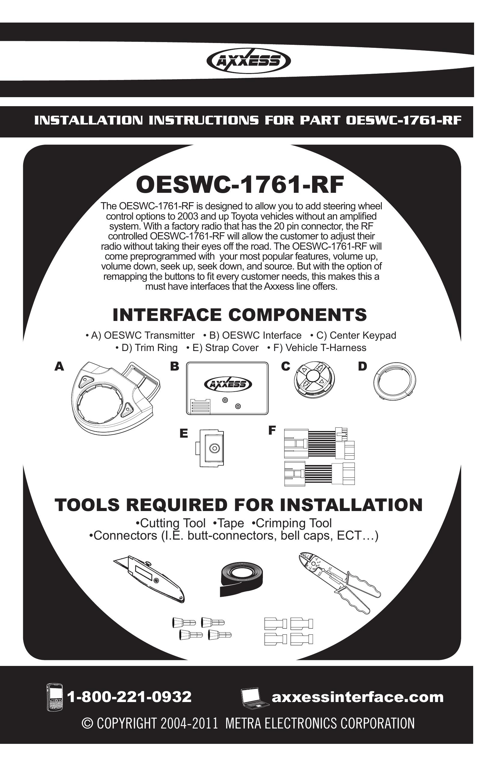 Axxess Interface OESWC-1761-RF Electronic Keyboard User Manual