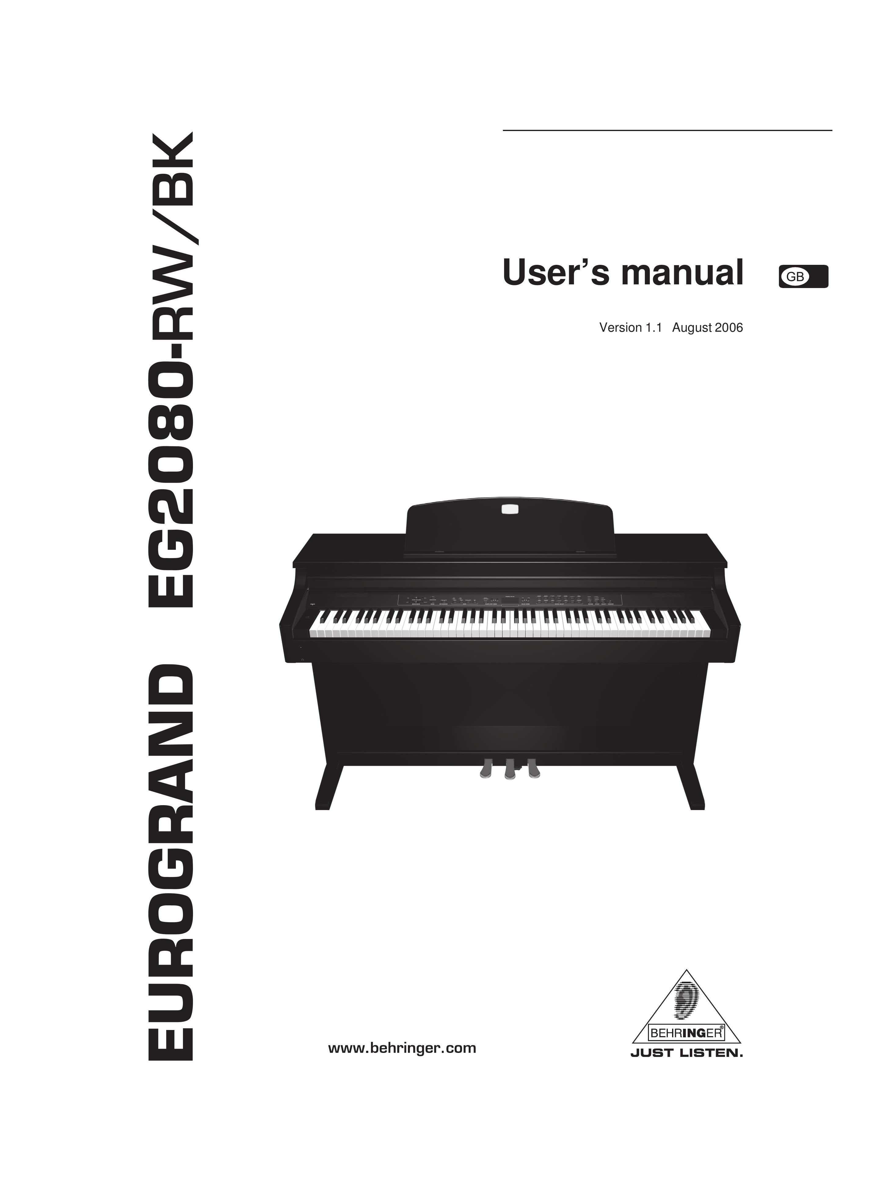 Behringer EG2080-RW/BK Electronic Keyboard User Manual
