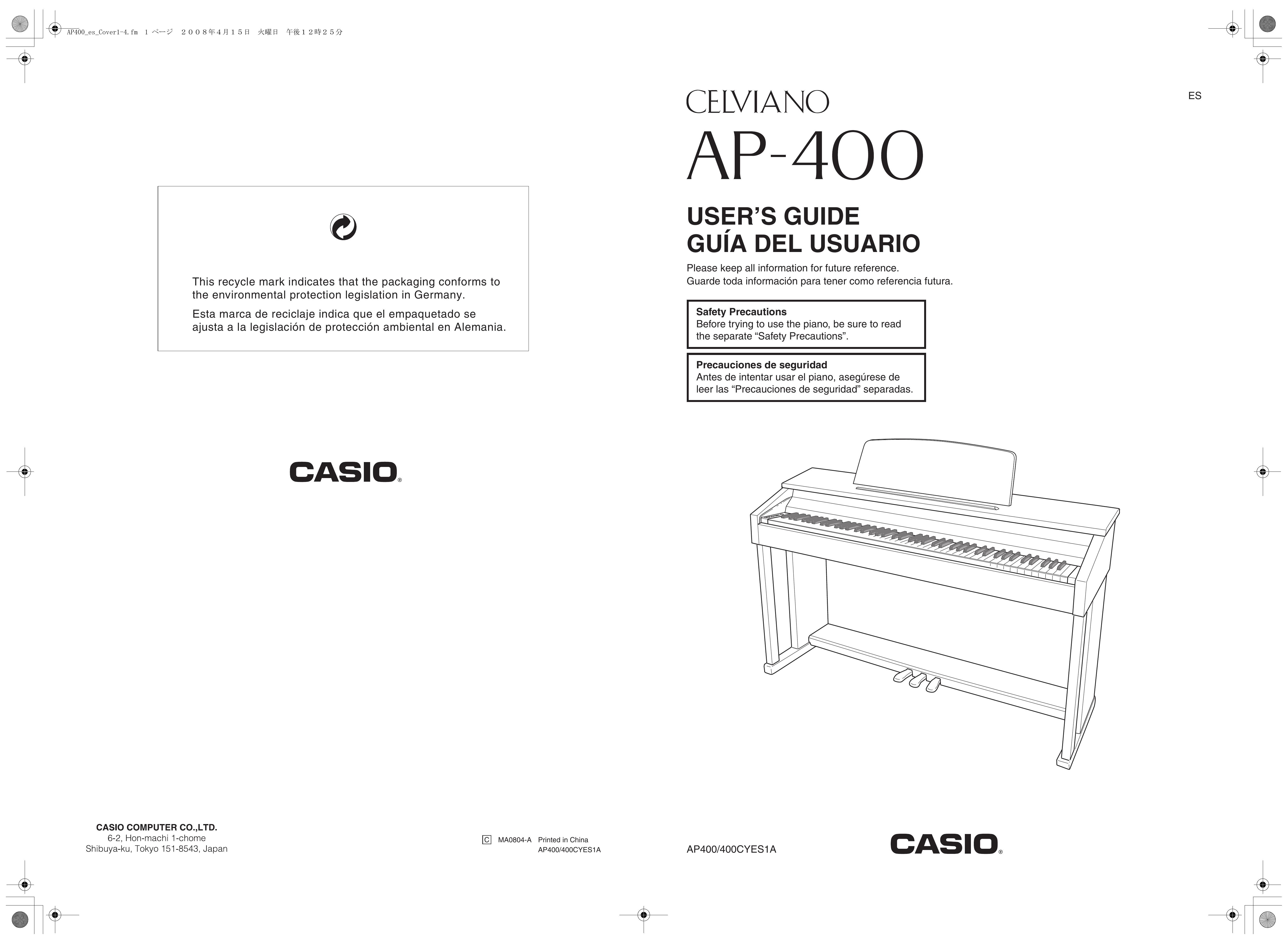 Casio AP-400 Electronic Keyboard User Manual