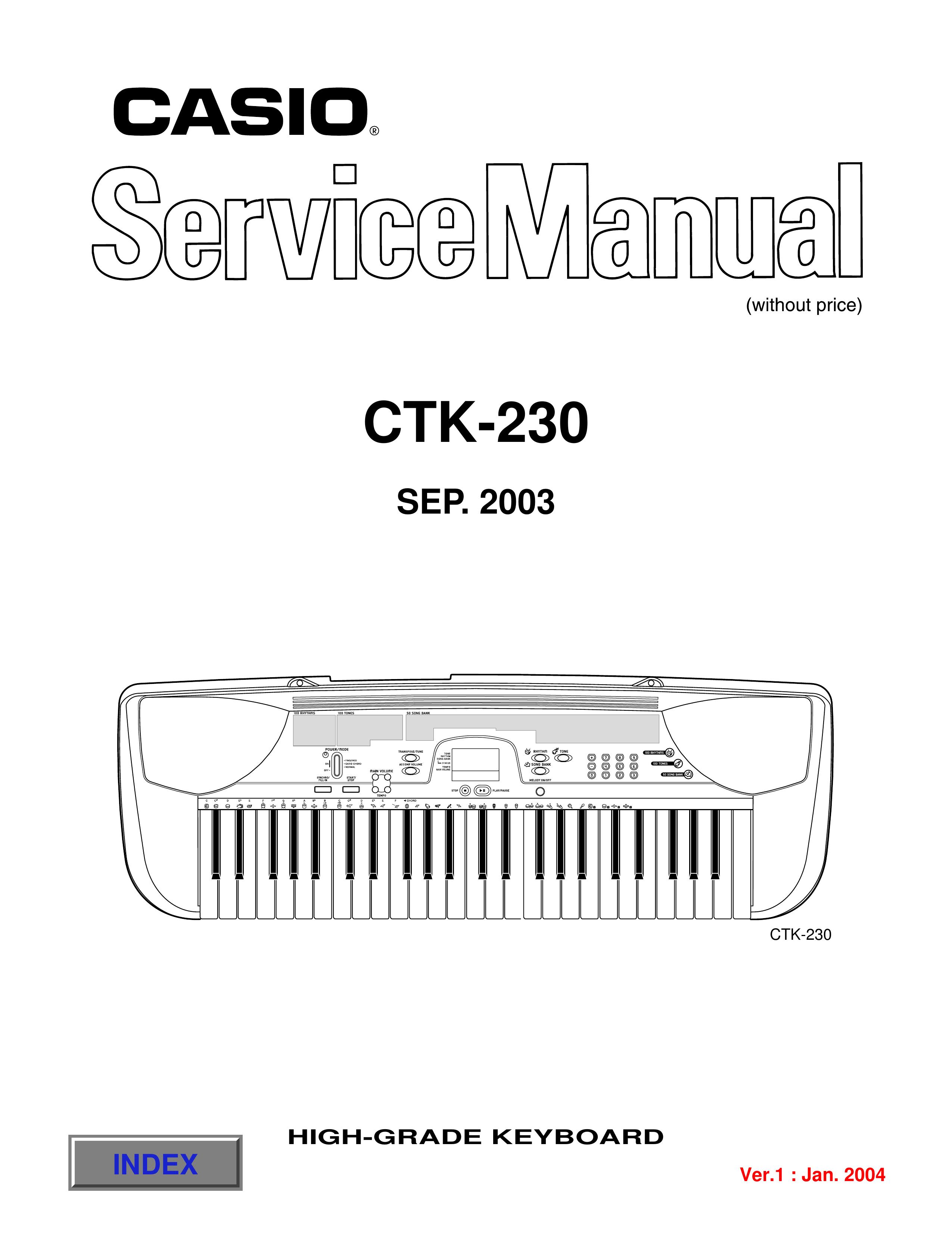 Casio CTK-230 Sep. 2003 Electronic Keyboard User Manual