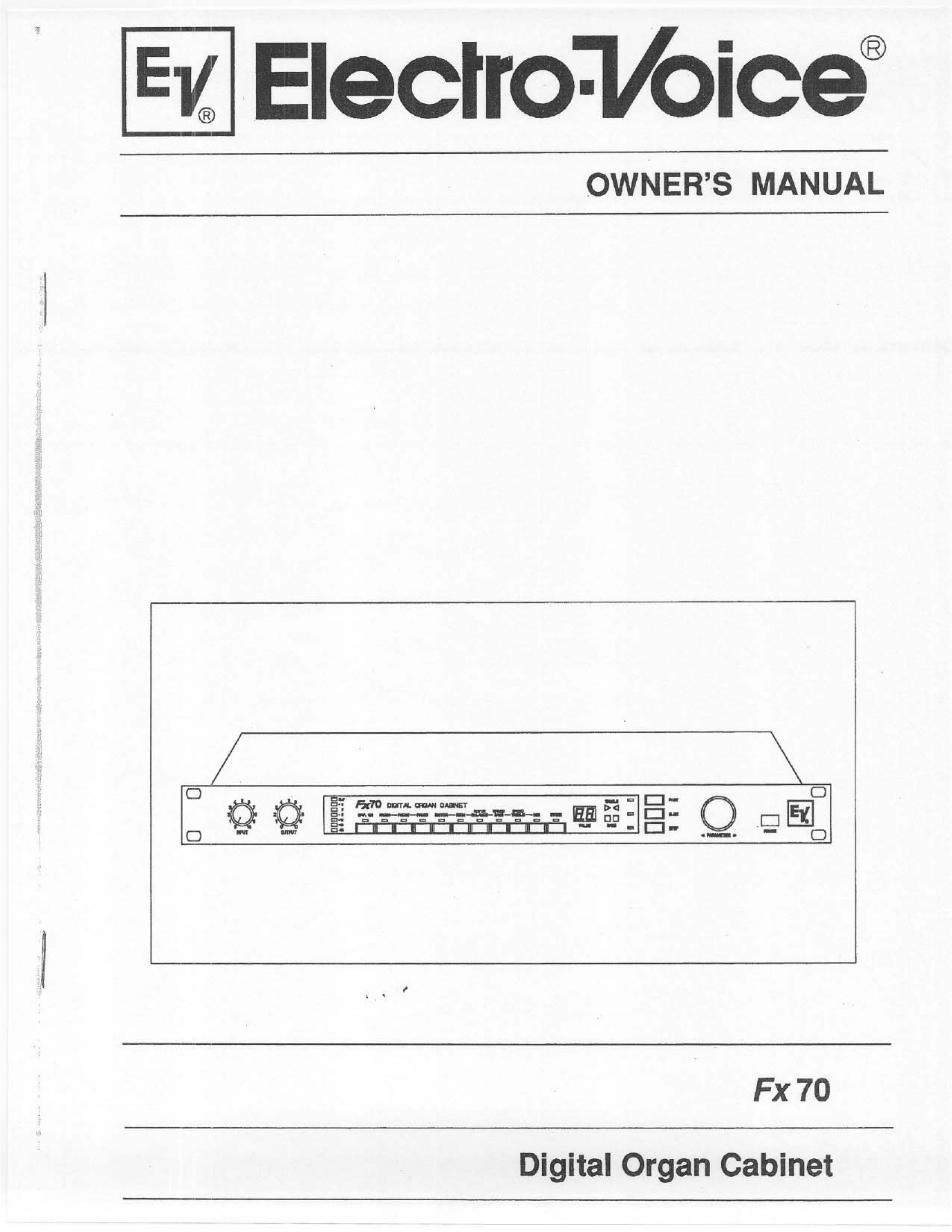 Electro-Voice FX 70 Electronic Keyboard User Manual
