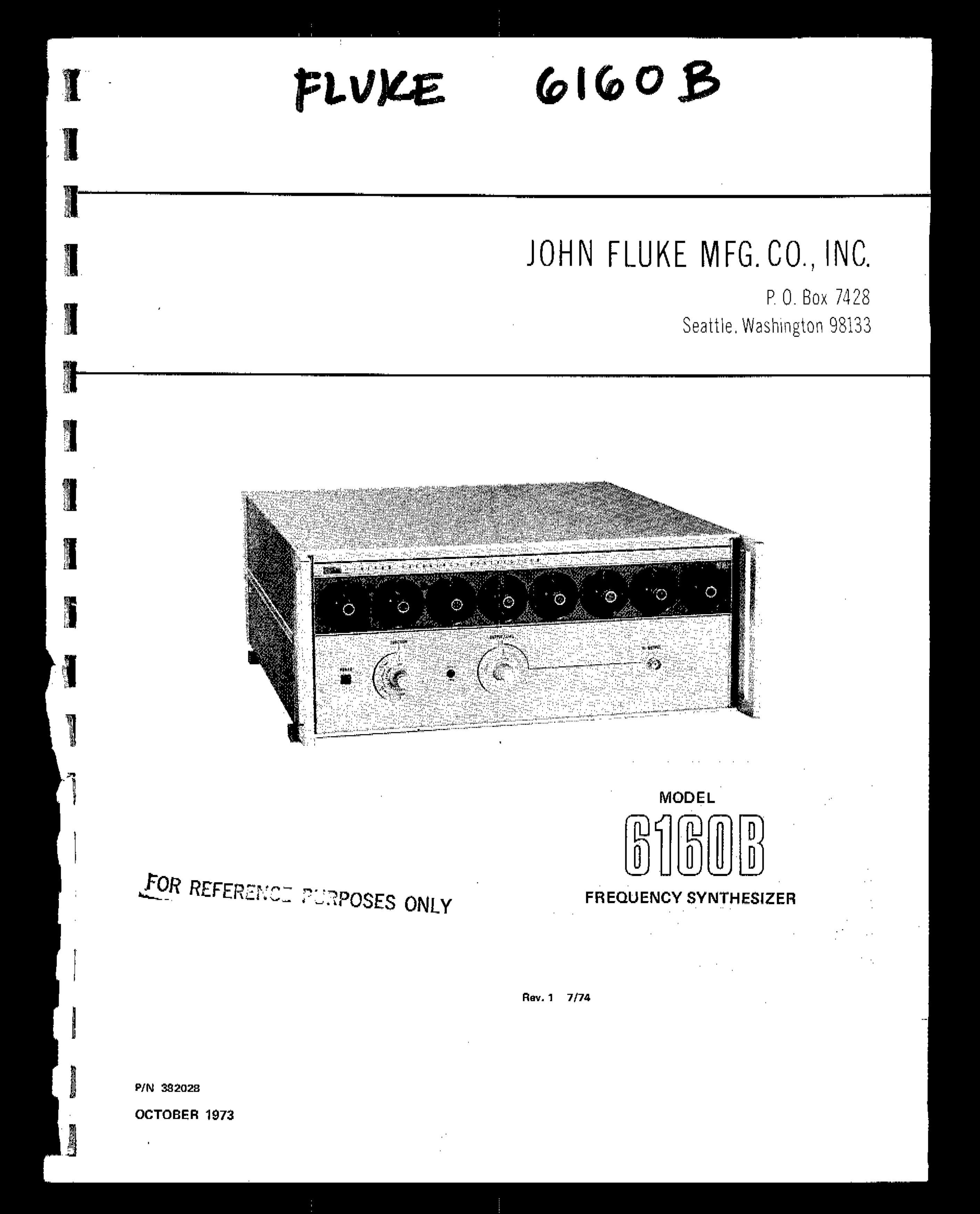 Fluke 6160B Electronic Keyboard User Manual