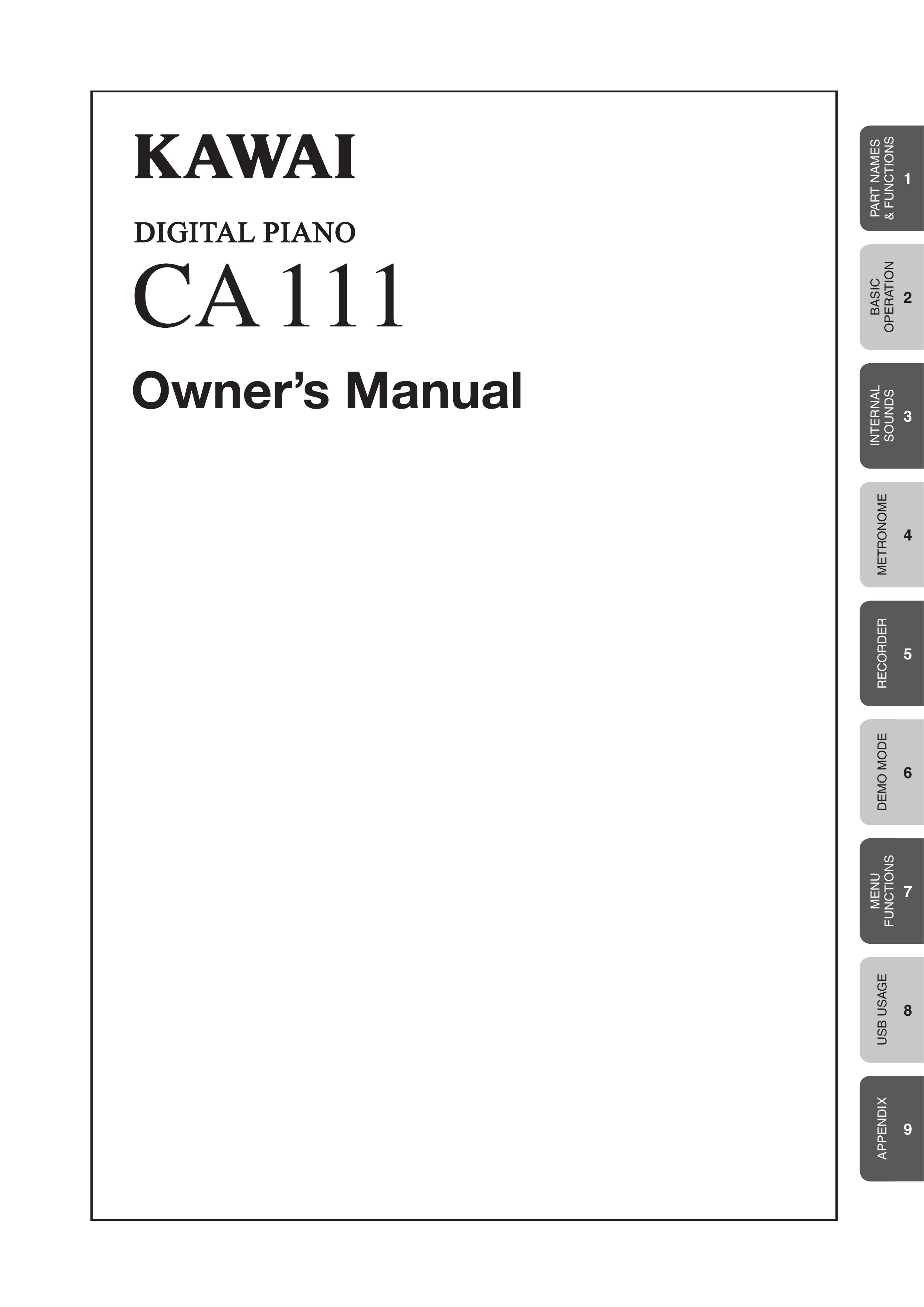 Kawai CA 111 Electronic Keyboard User Manual