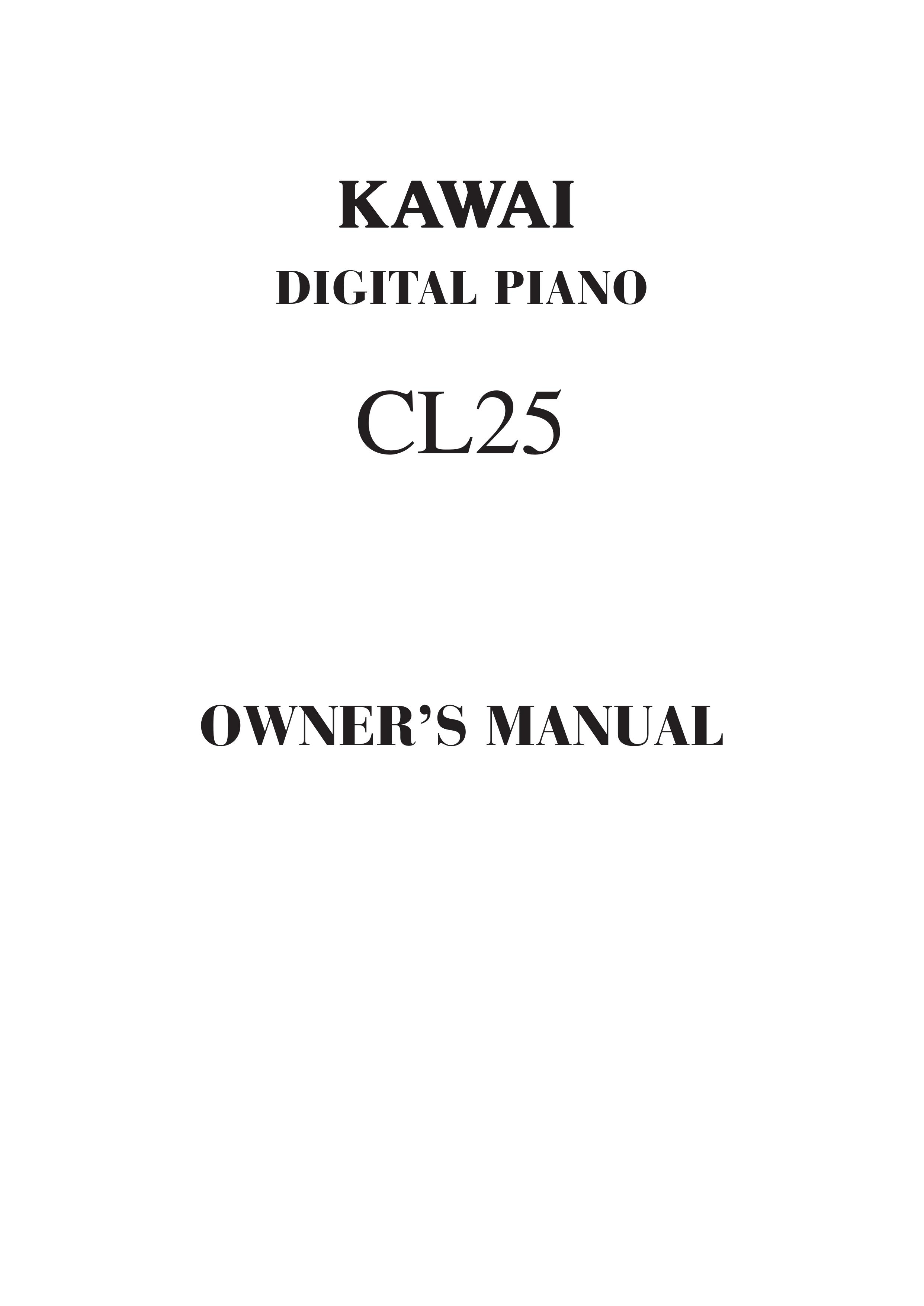 Kawai CL25 Electronic Keyboard User Manual