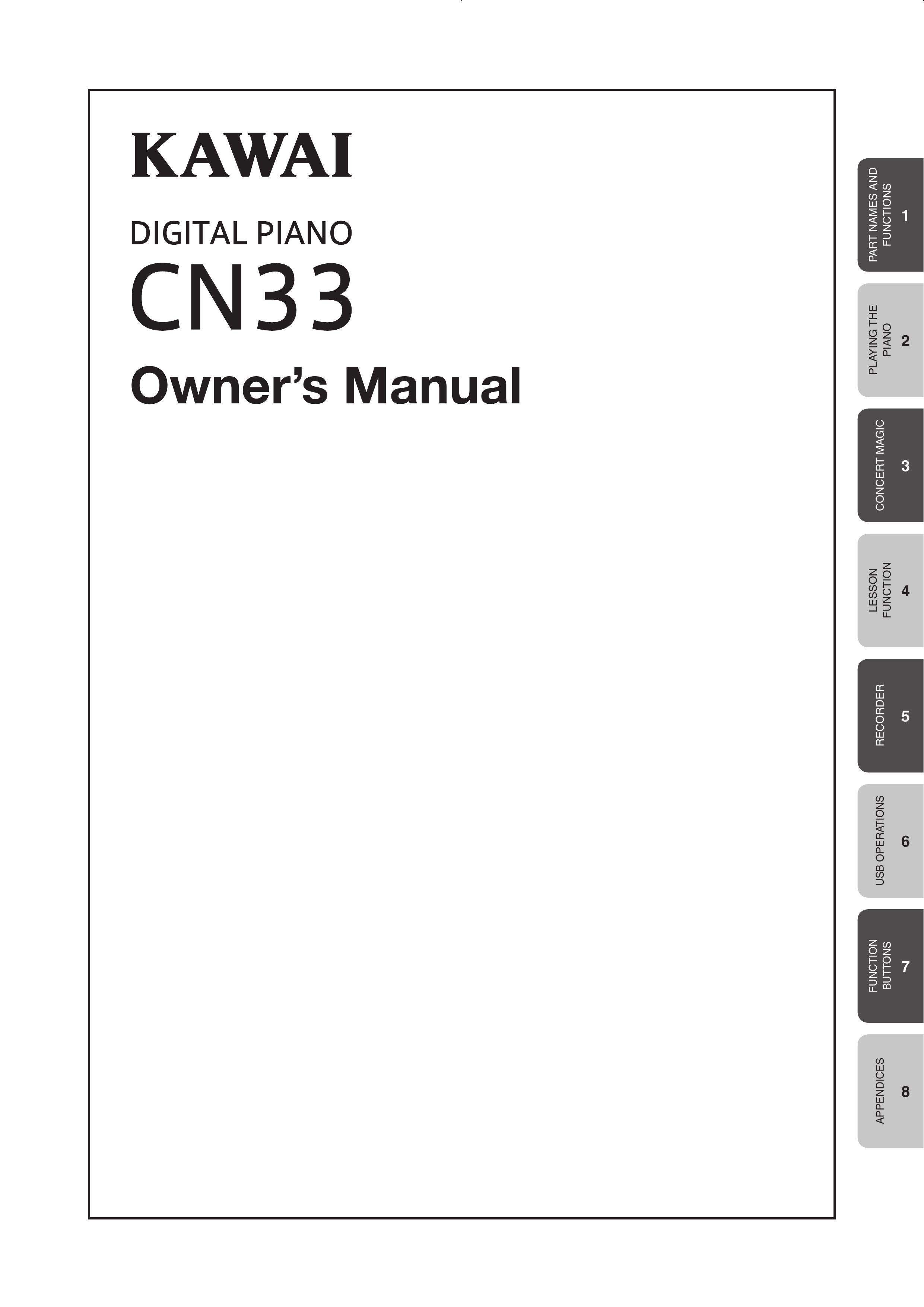 Kawai CN33 Electronic Keyboard User Manual