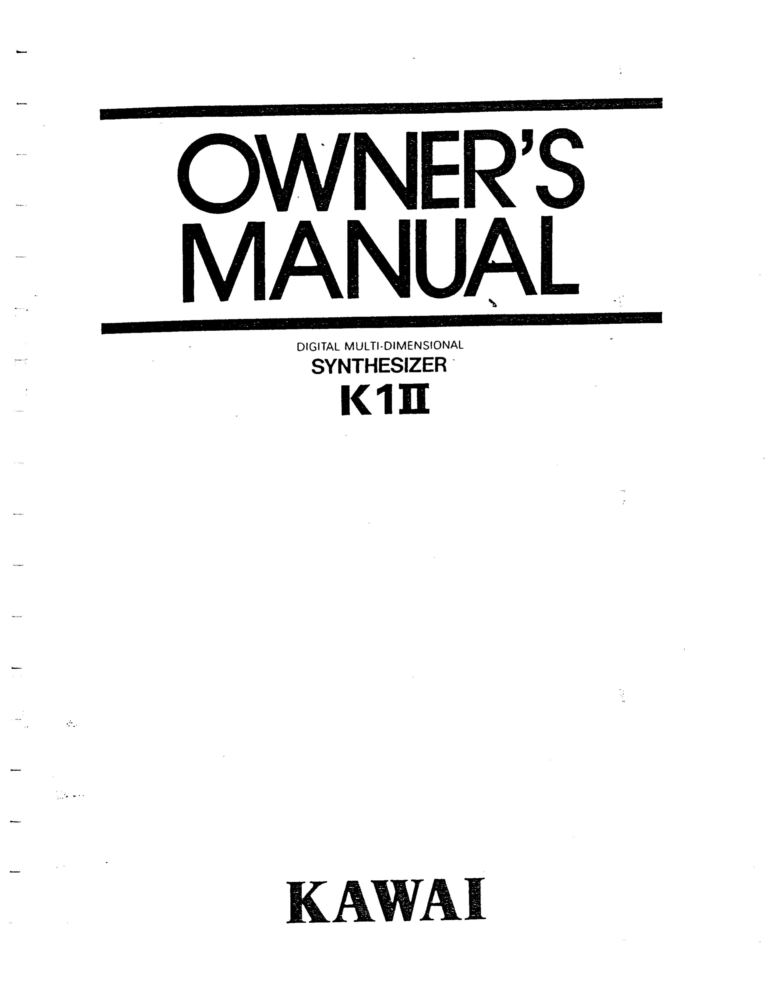 Kawai K1II Electronic Keyboard User Manual