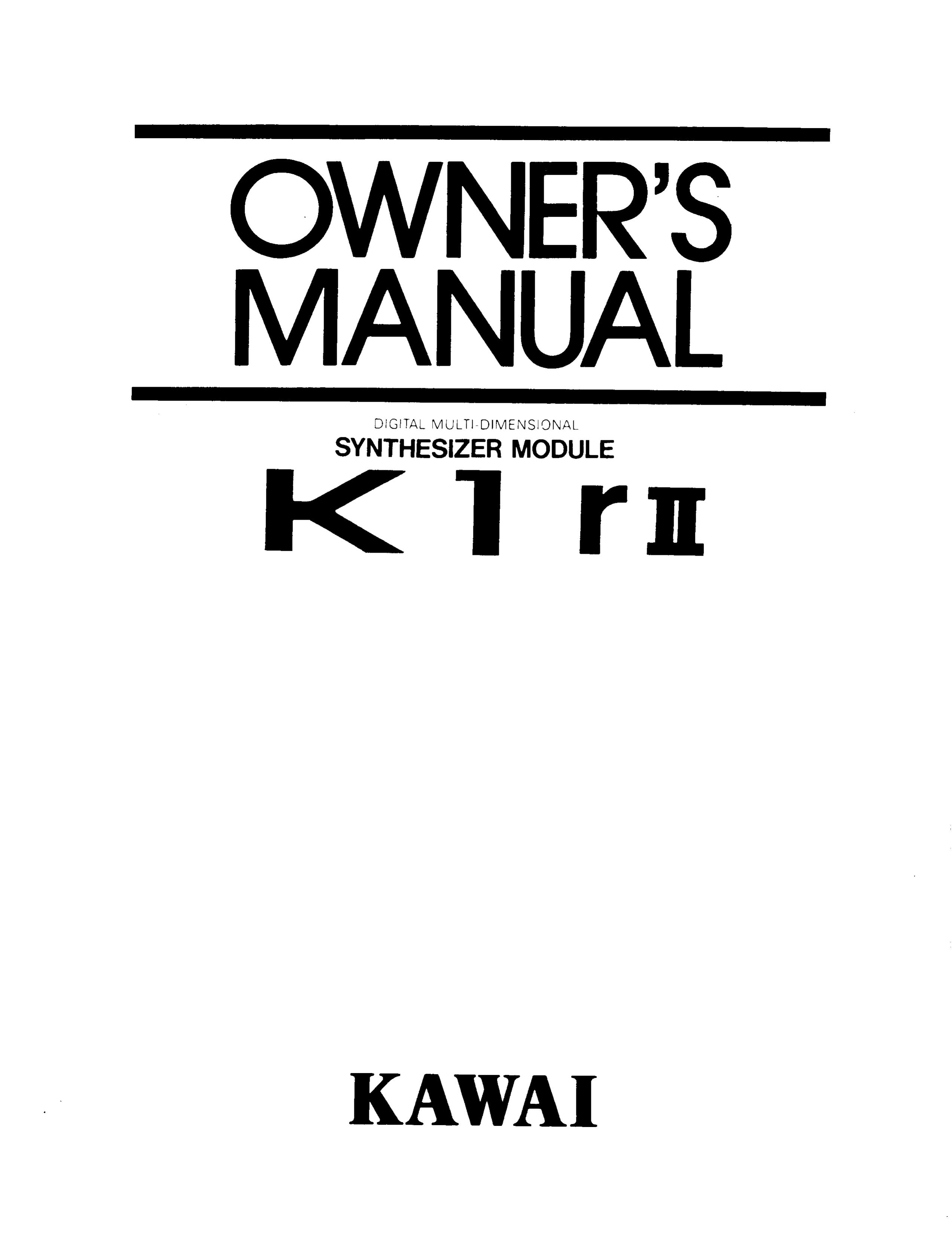Kawai K1RII Electronic Keyboard User Manual