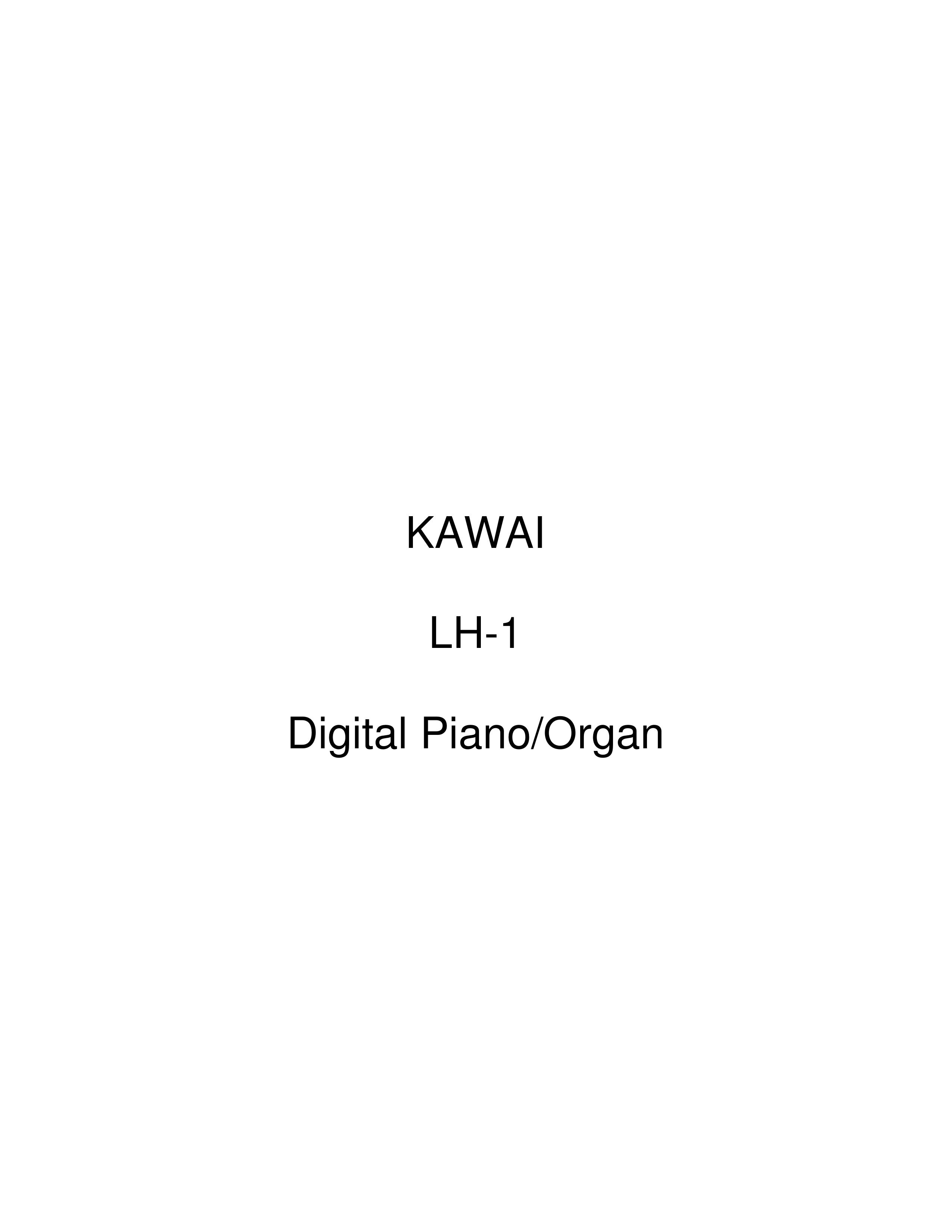 Kawai LH-1 Electronic Keyboard User Manual