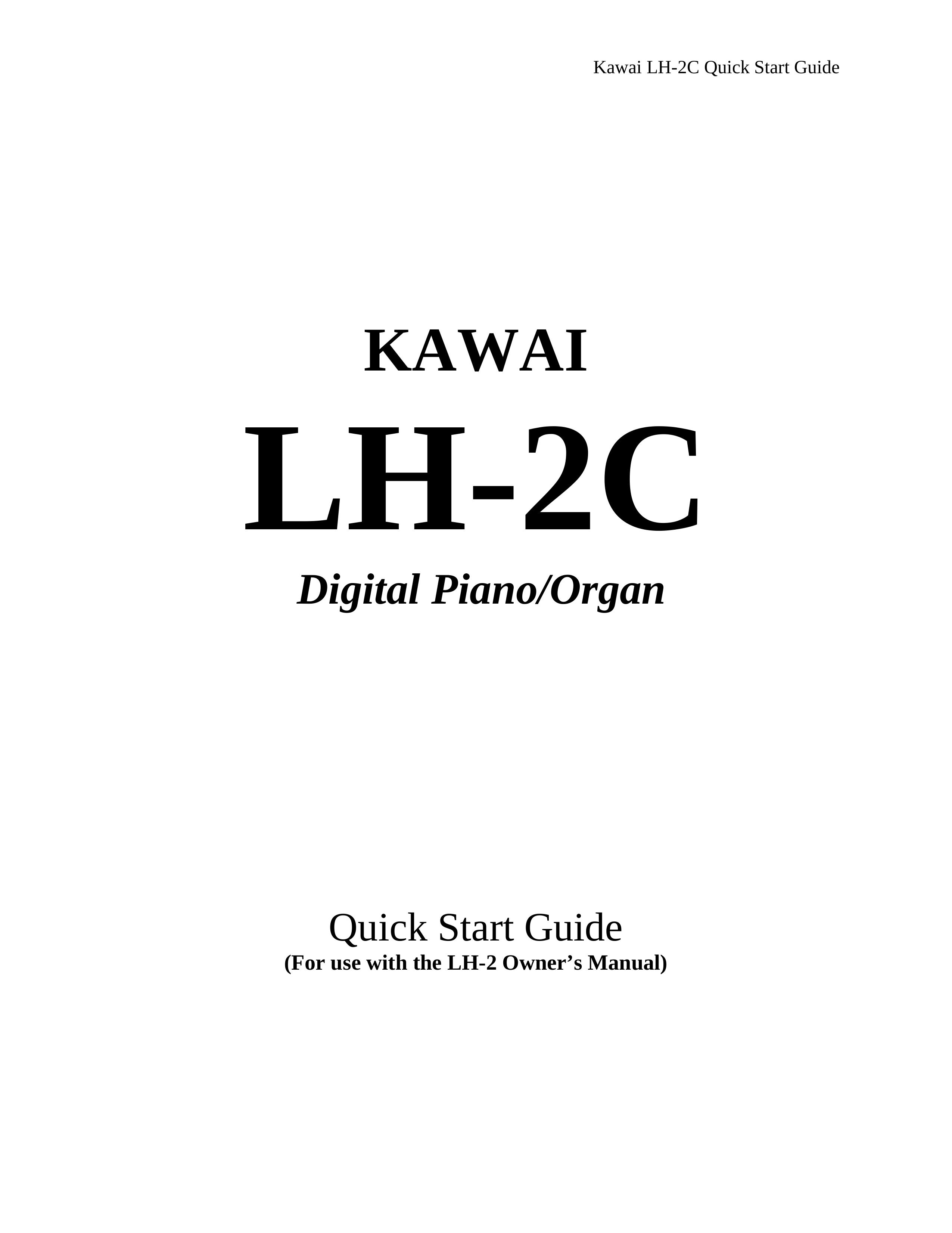 Kawai LH-2C Electronic Keyboard User Manual